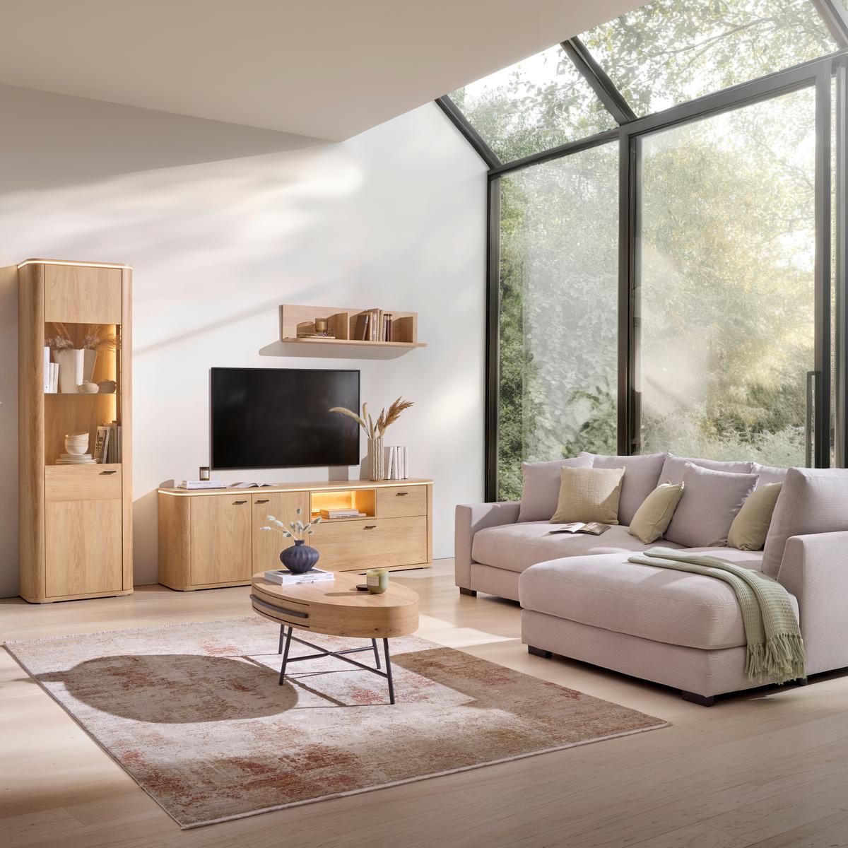 TV-Element Lagos Eichefarben - Eichefarben/Anthrazit, Modern, Holzwerkstoff/Kunststoff (210,2/65/42,5cm) - Premium Living