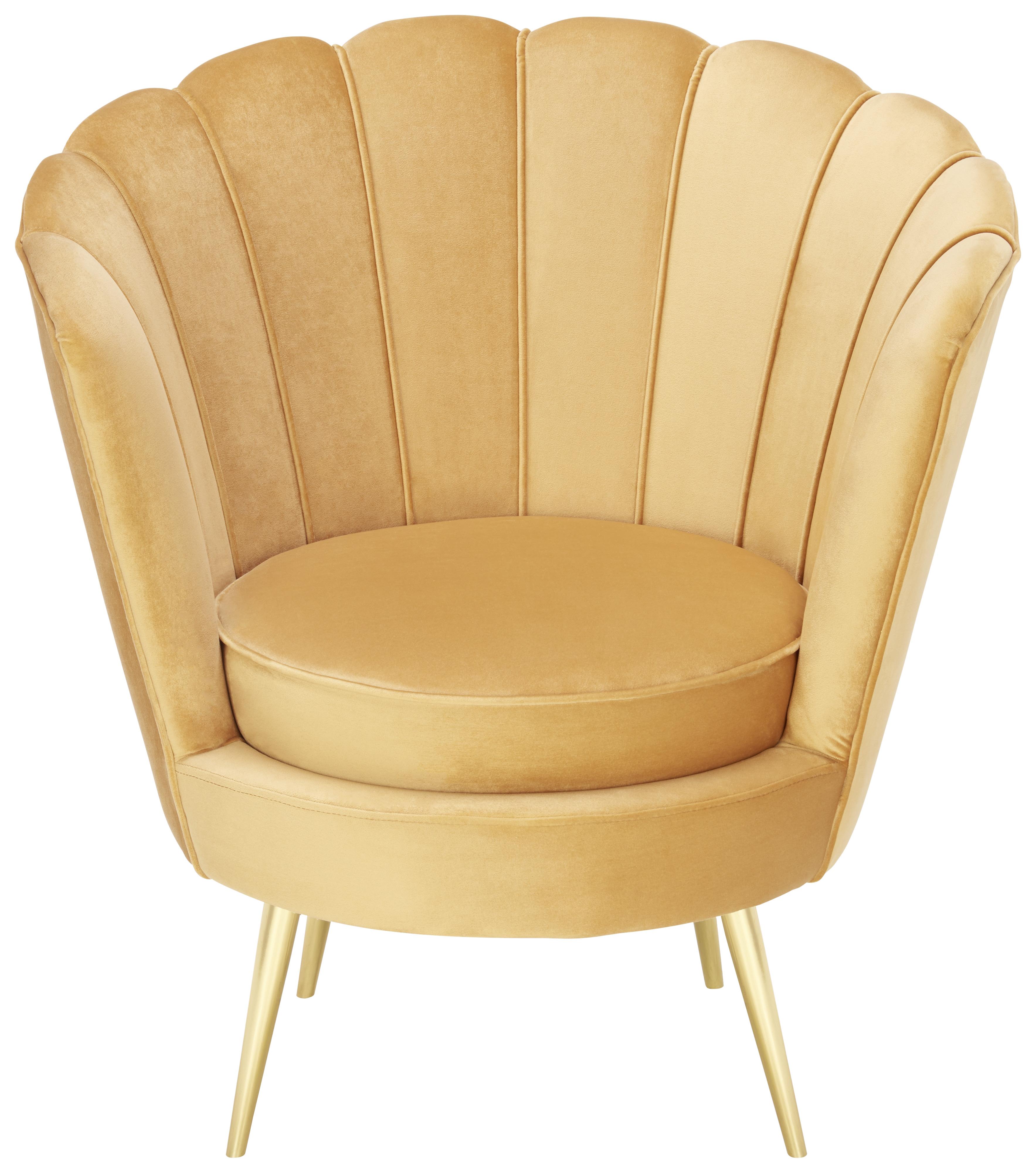 FOTEL JENNY - kolor złoty/curry, Trend, metal/tkanina (83/87/76cm) - Xora