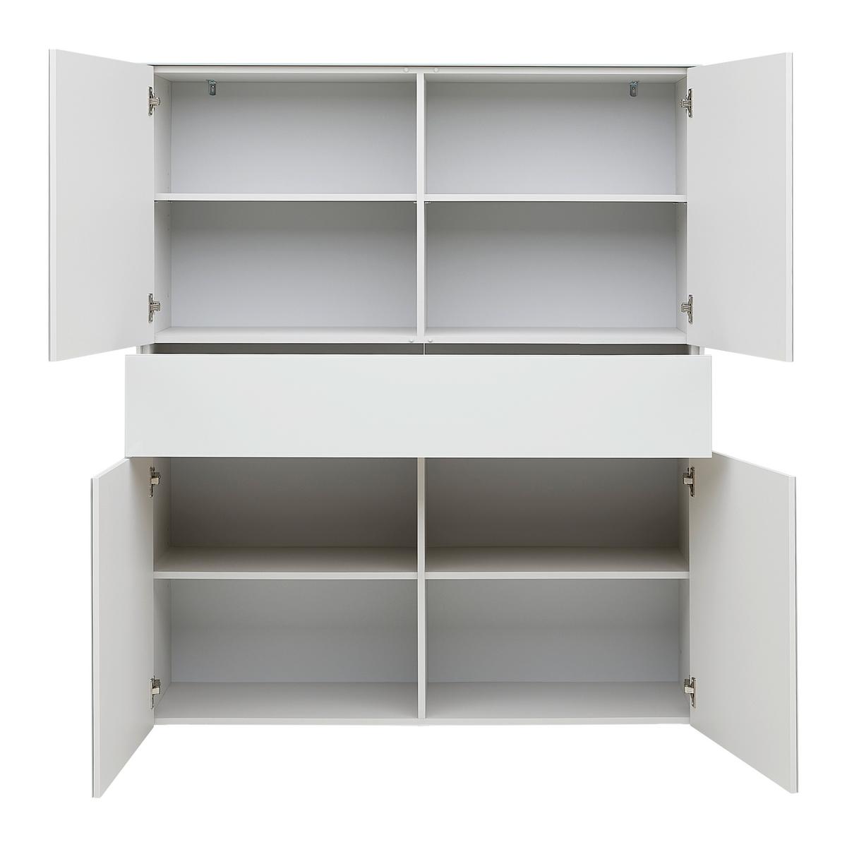 Comodă înaltă SILVERSTONE - gri, Modern, sticlă/material pe bază de lemn (121/145/42cm) - Premium Living
