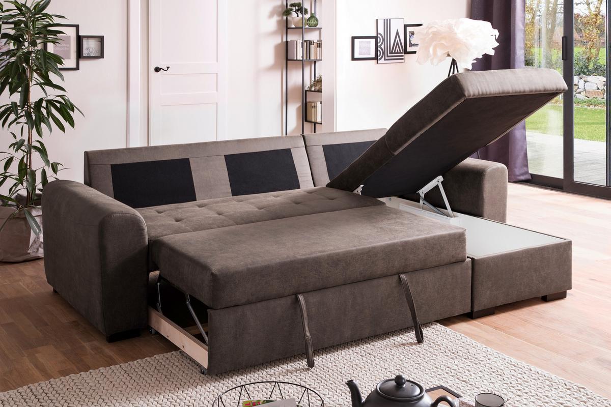 Wohnlandschaft Poll in Silberfarben - Taupe, MODERN, Textil (243/85/155cm) - Mömax