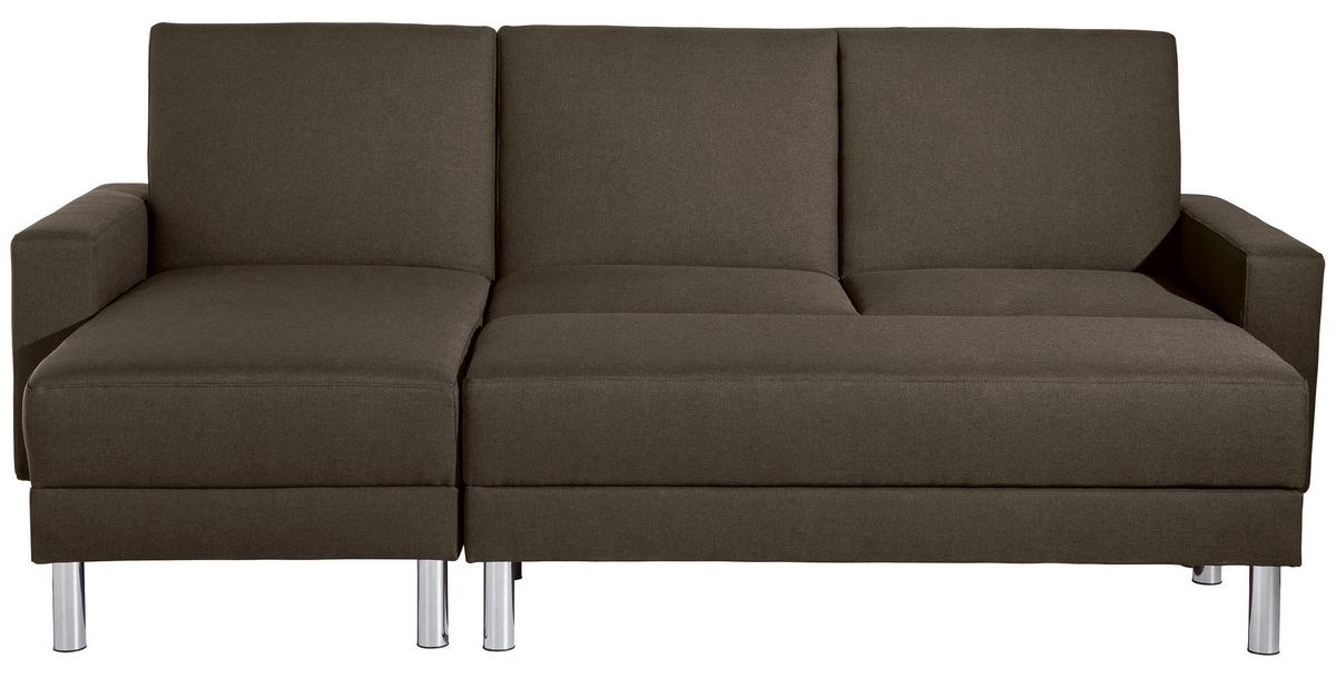 ECKSCHLAFSOFA JUST FASHION - Chromfarben/Braun, KONVENTIONELL, Textil/Metall (152/230cm) - Max Winzer