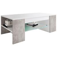 Couchtisch Tunas Weiß/Beton-Optik - Grau, MODERN, Holzwerkstoff (100/50/35cm) - MID.YOU
