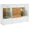 Highboard Weiß/Eiche - Chromfarben/Eichefarben, MODERN, Glas/Holz (177/117/42cm) - PREMIUM LIVING