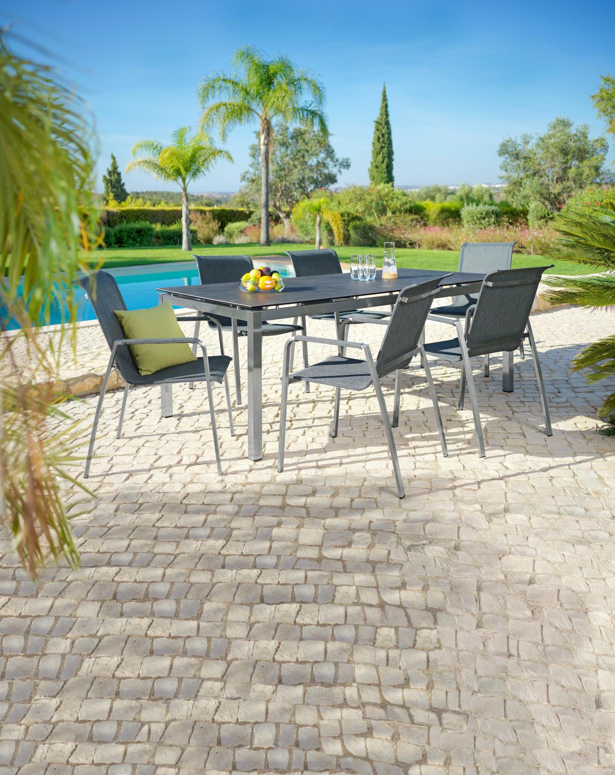 OGRODOWY FOTEL RELAKSACYJNY CAP BENAT MOVE - antracytowy/kolor stalowy, Design, metal/tkanina (55/110/62cm) - Mömax