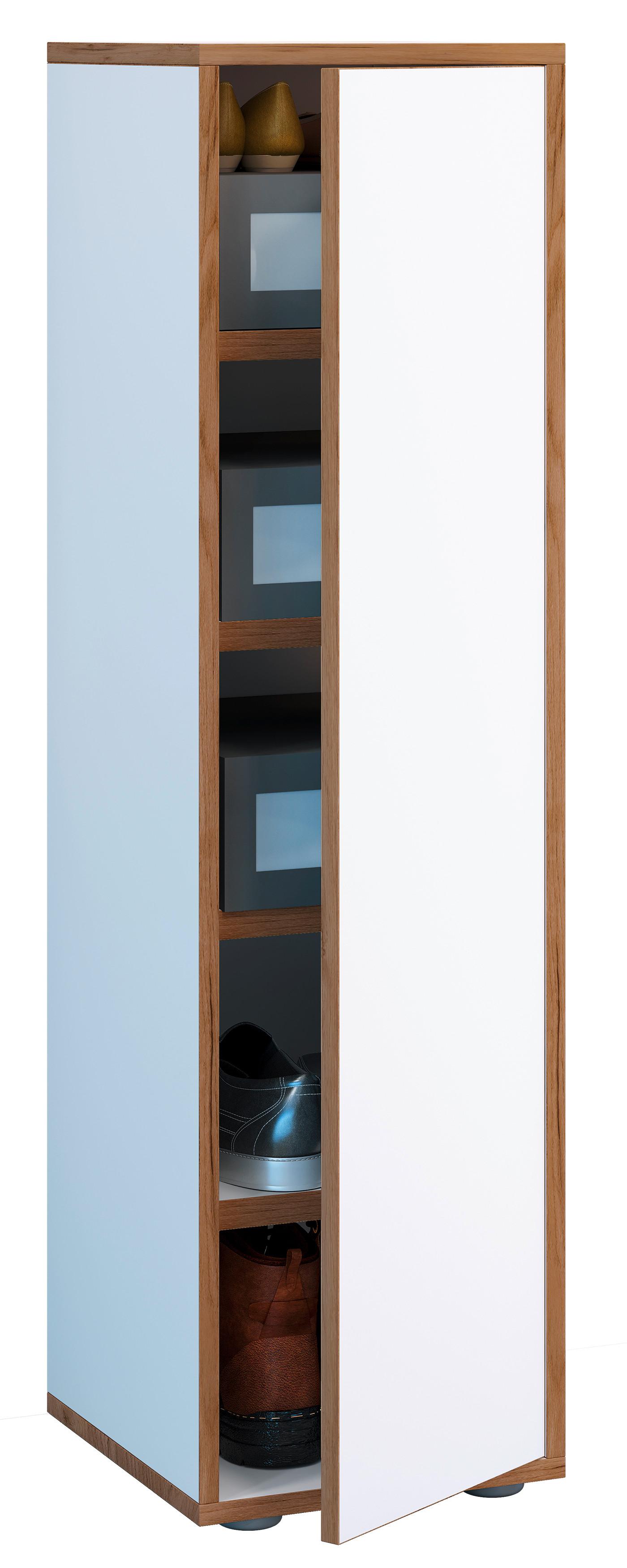 SCHUHSCHRANK SALIA - Honigeiche/Weiss, Design, Holzwerkstoff/Kunststoff (30/110/33cm) - MID.YOU