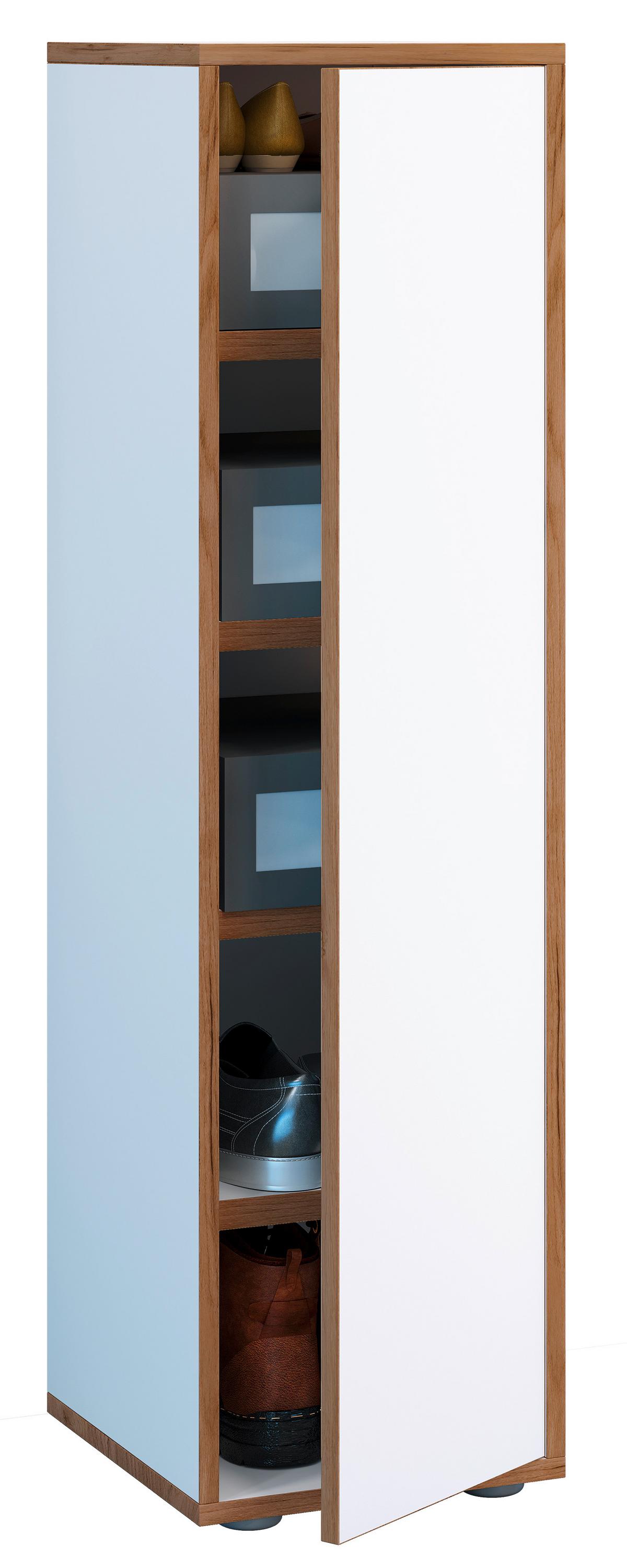 Omara Za Čevlje Salia, Bela, Barva Hrasta - črna/bela, Design, umetna masa/leseni material (30/110/33cm) - MID.YOU