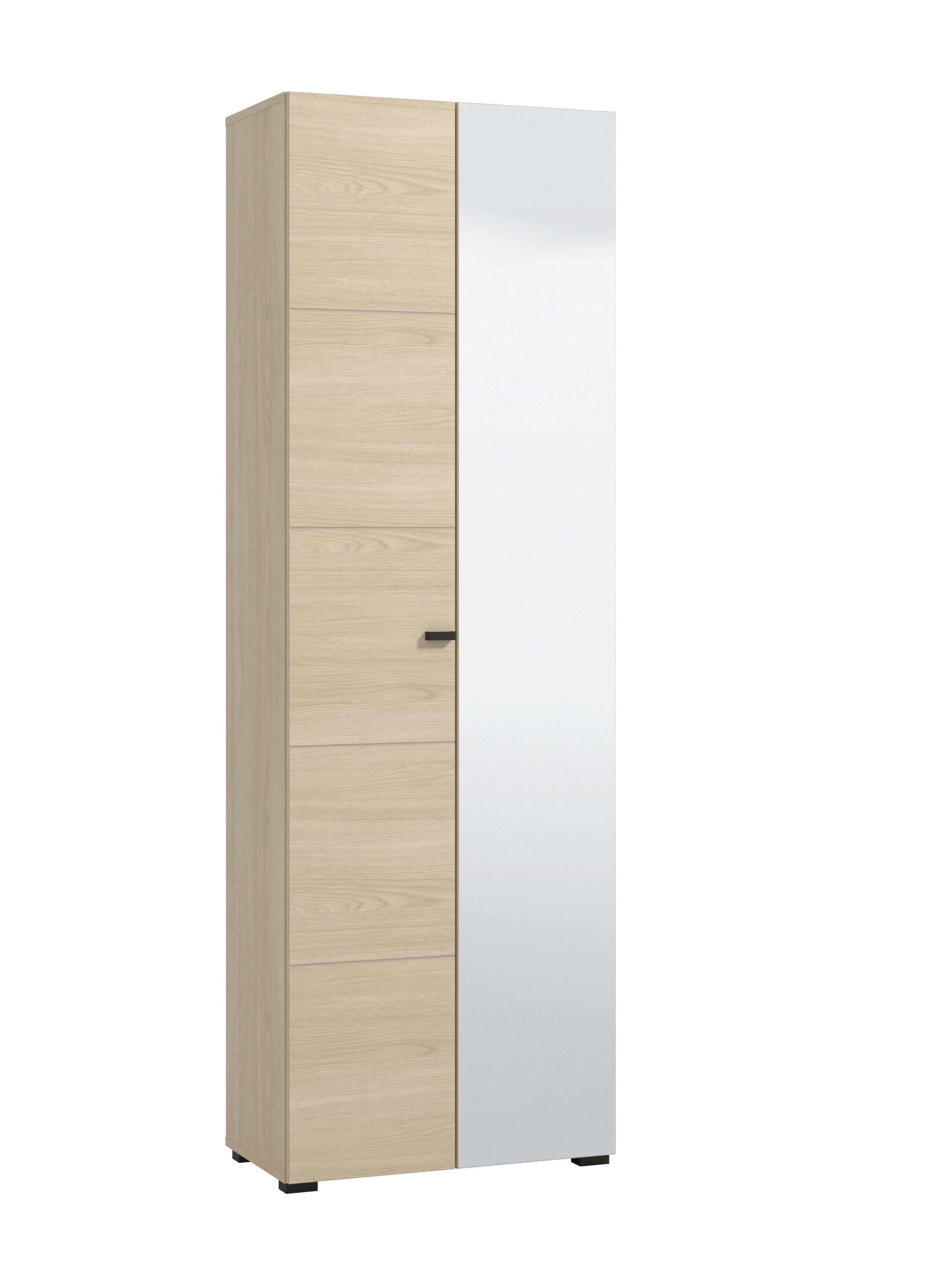 Előszobaszekrény Rathlin - tölgyfa színű/fekete, Modern, műanyag/faalapú anyag (64/194/35cm)