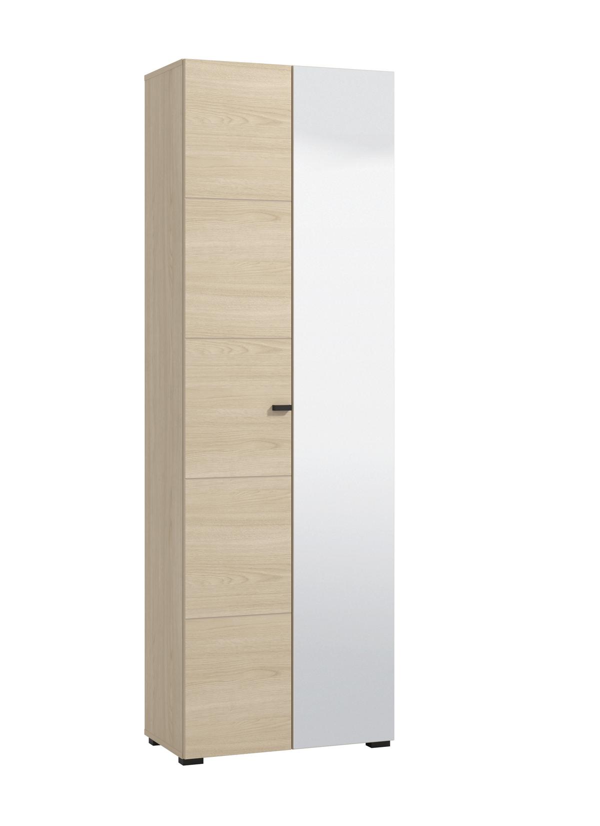 Előszobaszekrény Rathlin - tölgyfa színű/fekete, Modern, műanyag/faalapú anyag (64/194/35cm)