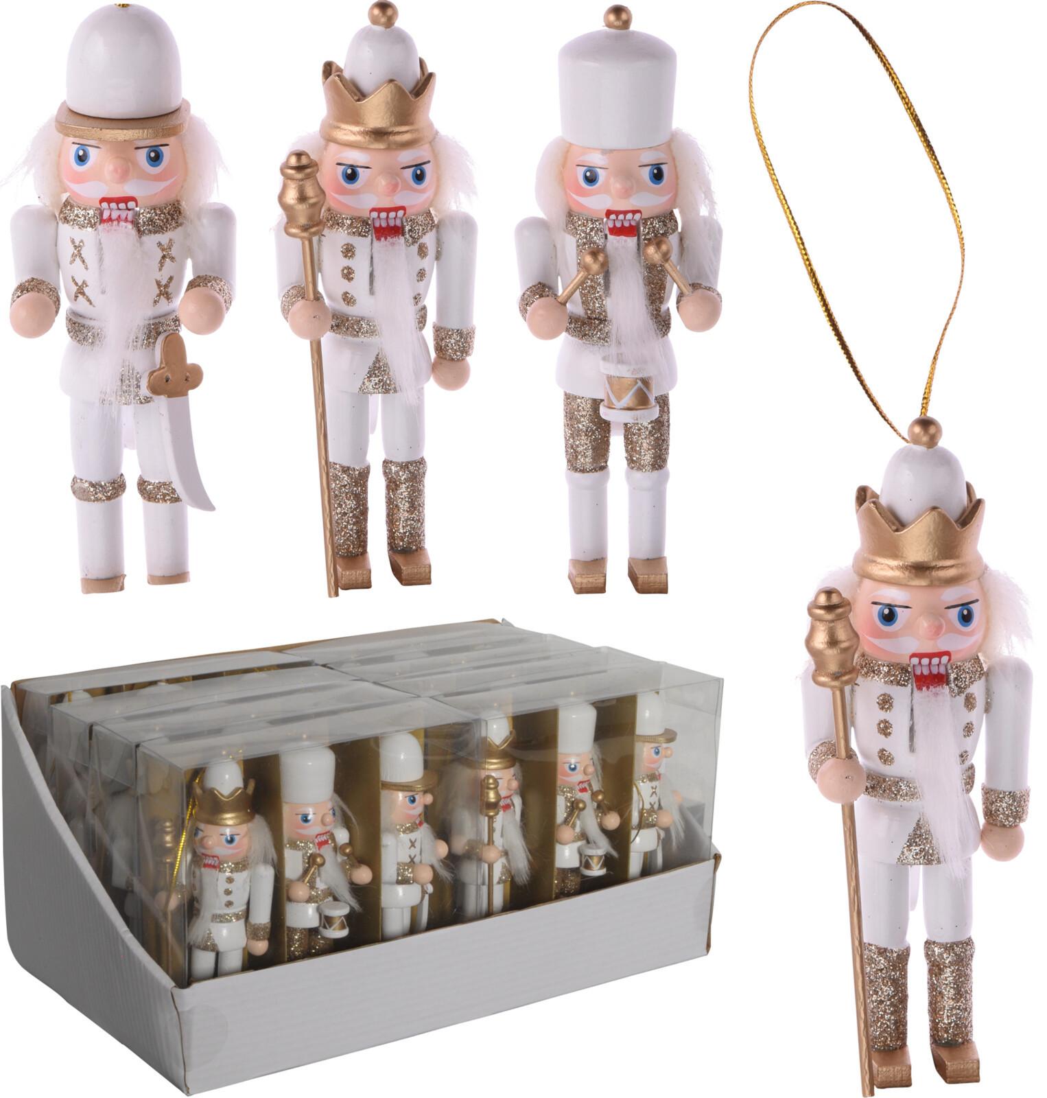 Diótörő Kb. 12,5cm 3db/csomag - aranyszínű/fehér, fa (12,5cm)