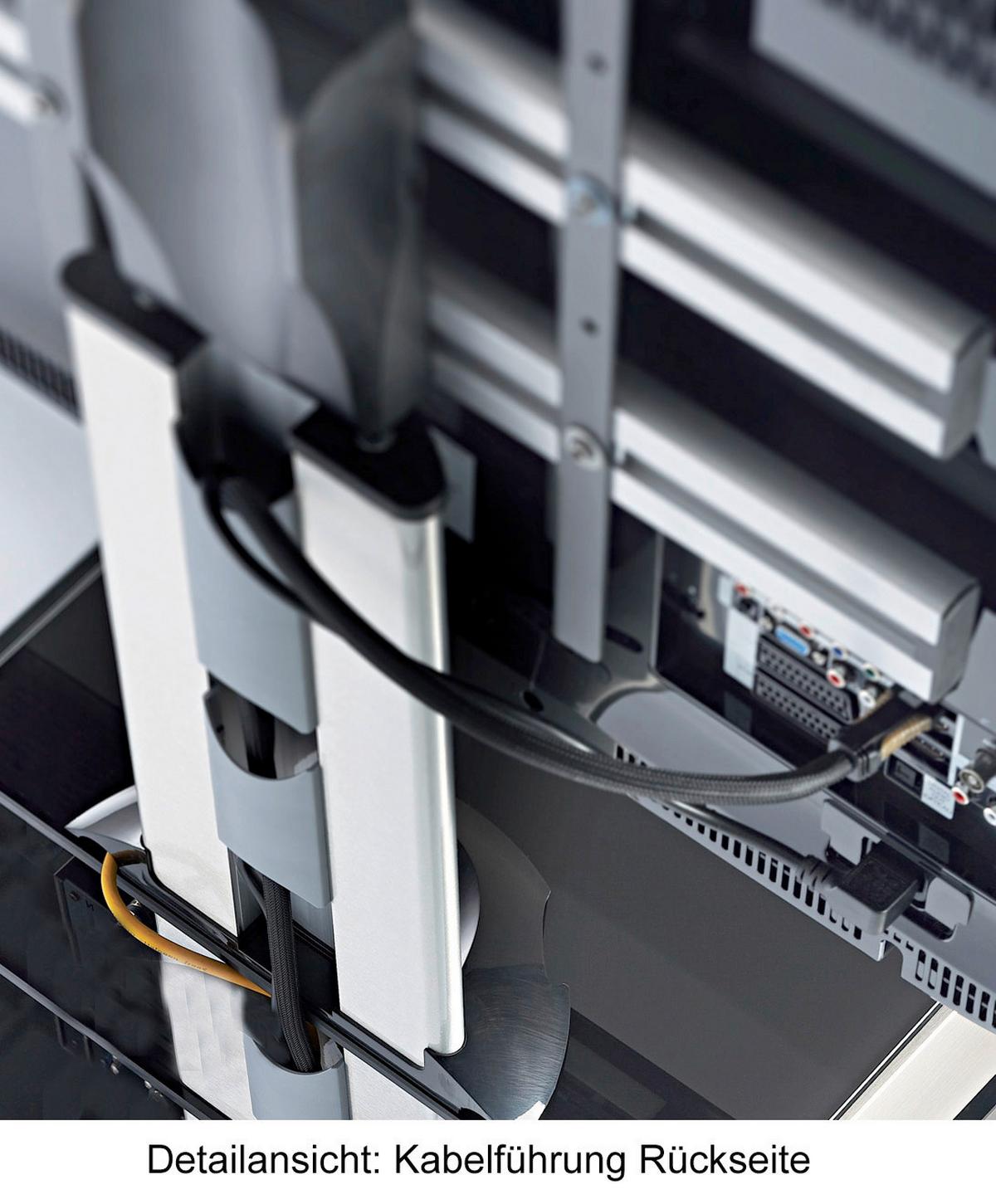 TV-Rack Tosal m. Rollen ca. 60x100 cm Silber/Transpar. - Transparent/Silberfarben, KONVENTIONELL, Glas/Metall (60/100/44cm) - MID.YOU