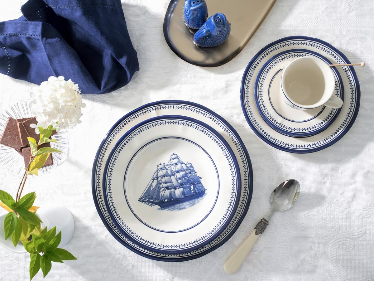 Kombinirani Servis Sailing Ship, 30-Delni - modra/bela, Basics, keramika - Creatable