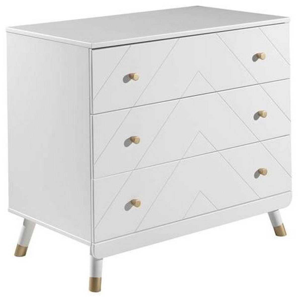 Kommode Billy Weiß - Goldfarben/Weiß, MODERN, Holzwerkstoff/Kunststoff (100/89/57cm) - Vipack