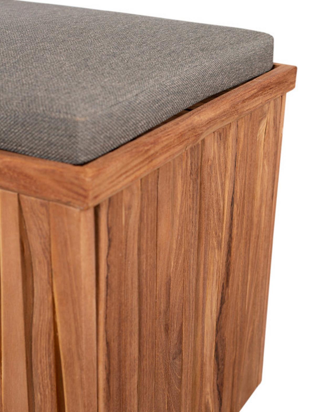 Gartenhocker Woodie Teak mit Stauraum - Taupe/Braun, Basics, Holz/Textil (45/45/45cm) - Gardenson