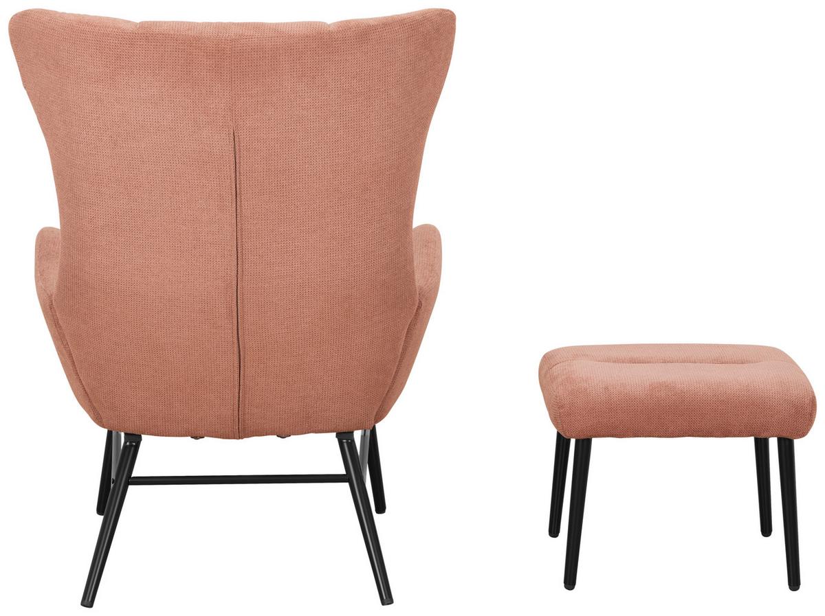 ZESTAW FOTELI RELAKSACYJNYCH LAURA - czarny/brudny róż, Design, metal/tkanina (84/73/100cm) - Livetastic