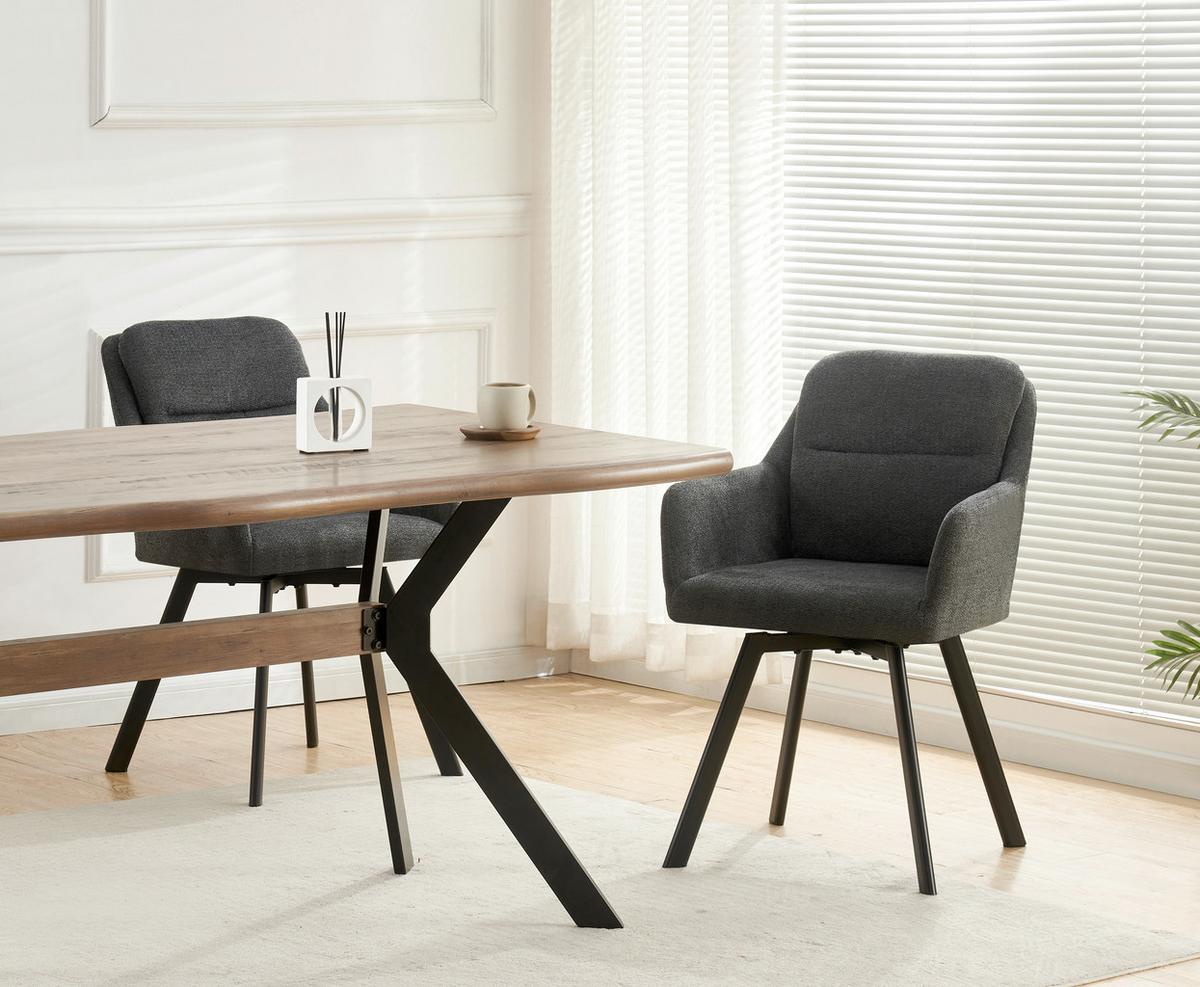 Set Stolov Sophie, Antracit, 2 Kos - črna/antracit, Moderno, kovina/tekstil (53/87/62cm) - MID.YOU