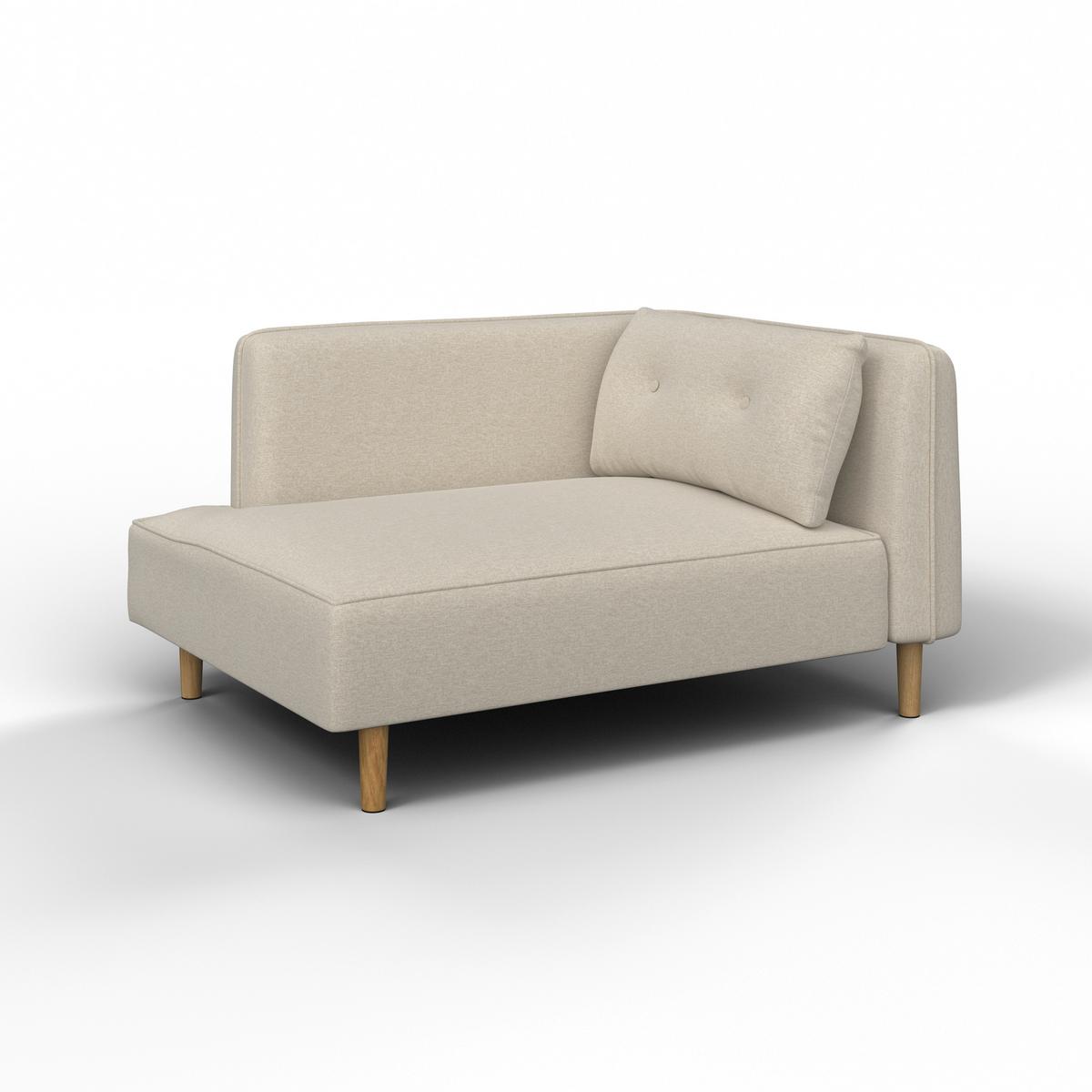 Sofa Fanny Beige Webstoff mit Hocker - Graubraun/Naturfarben, MODERN, Holz/Textil (154/55/73cm) - Bessagi Home