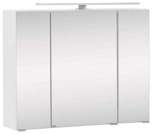 Spiegelschrank Stockholm mit LED 3-türig ca. 80x64 cm Weiß - Alufarben, KONVENTIONELL, Glas/Holzwerkstoff (80/64/20cm) - Held