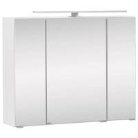 Spiegelschrank Stockholm mit LED 3-türig ca. 80x64 cm Weiß - Alufarben, KONVENTIONELL, Glas/Holzwerkstoff (80/64/20cm) - Held