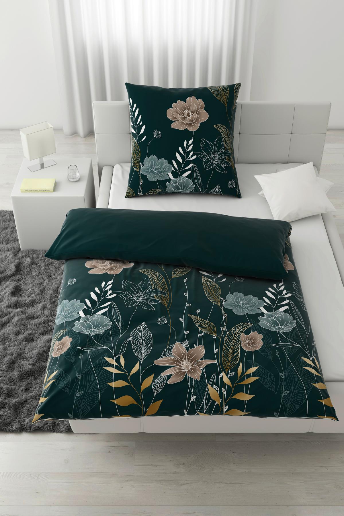 Bettwäsche Nala XXL Grün ca. 200x200cm - Grün, ROMANTIK / LANDHAUS, Textil (200/200cm) - Modern Living