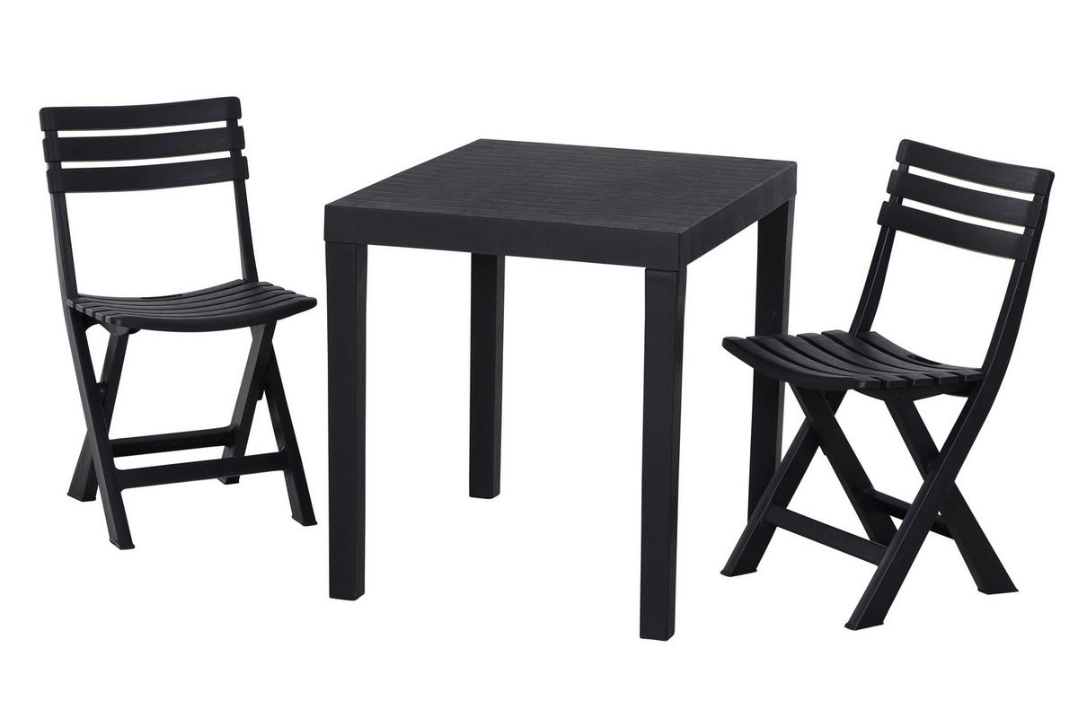 Balkonset Club 3-tlg. Anthrazit - Anthrazit, MODERN, Kunststoff (65/72/78cm) - Gardenson