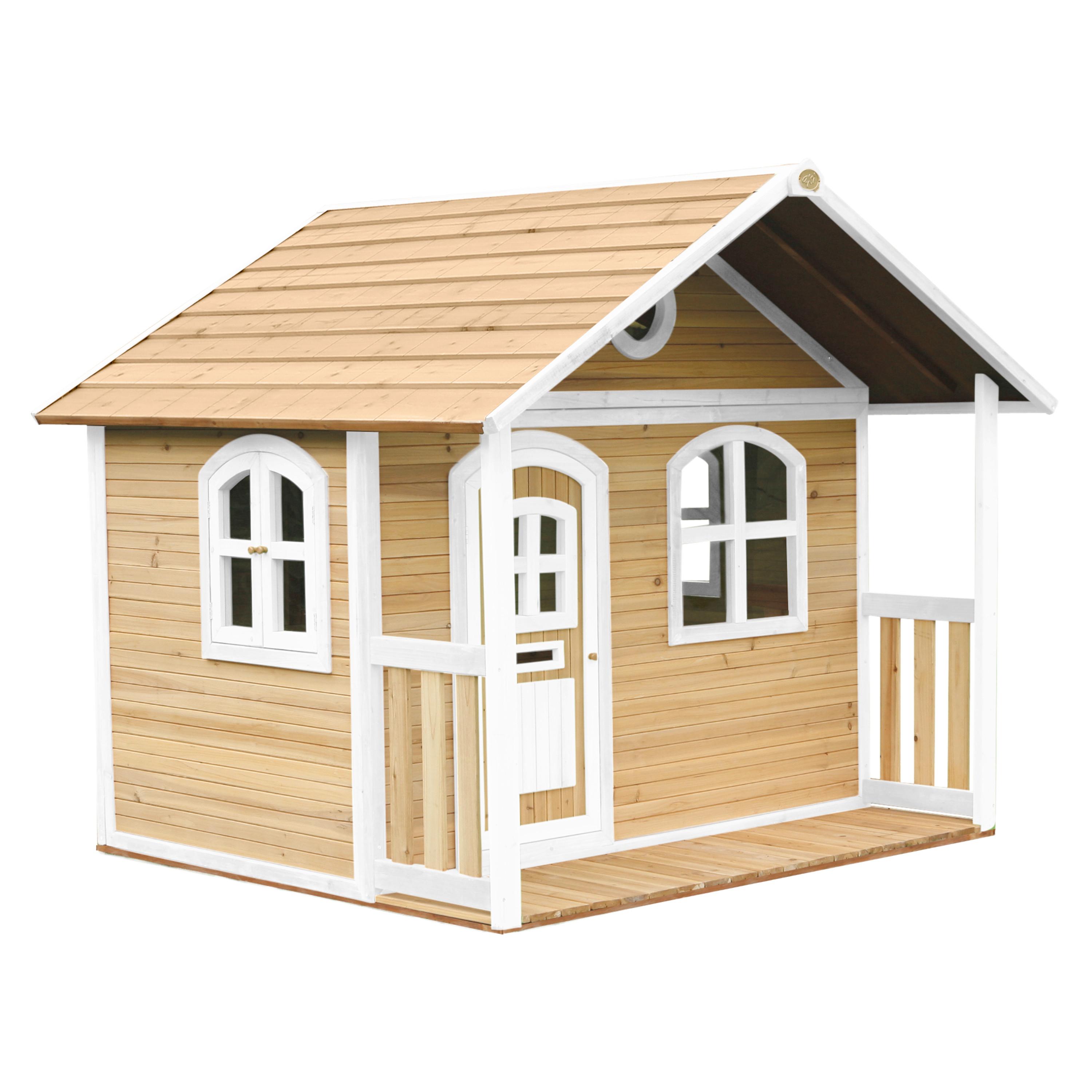 Spielhaus Milan aus Zedernholz - Braun/Weiß, Basics, Holz (202/180/191cm)