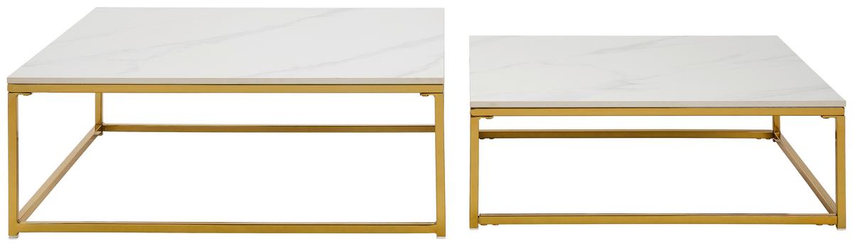 ZESTAW STOLIKÓW KAWOWYCH CHIANTI - biały/kolor złoty, Design, metal/ceramika (75/65/27/22/75/65cm) - Livetastic