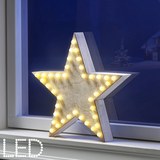 Dekostern Natale mit Led H ca. 60 cm - Naturfarben/Weiß, KONVENTIONELL, Holz (40/40cm) - Mömax modern living
