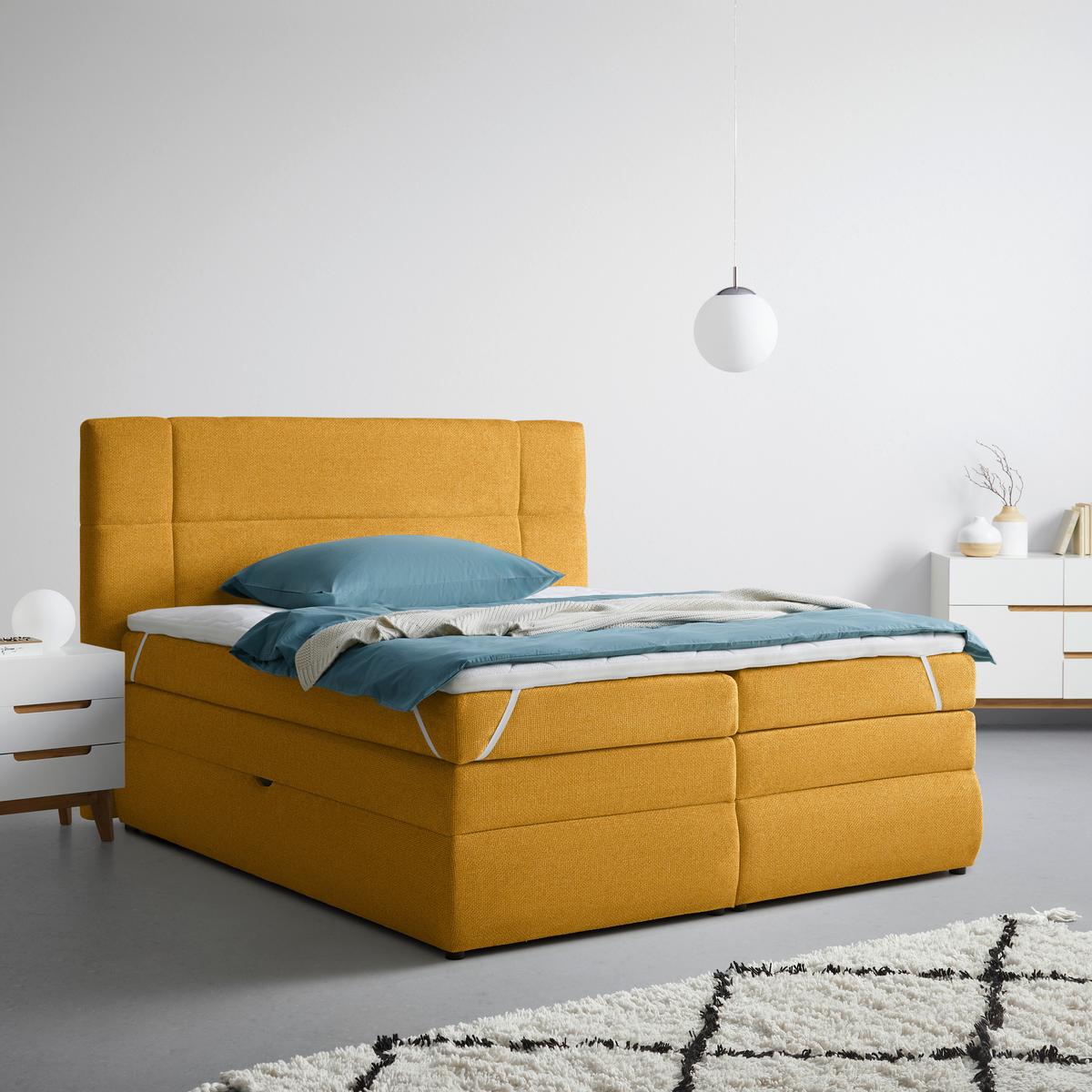 Boxspringbett Palace Bersteinfarben ca. 180x200cm - Bernsteinfarben, KONVENTIONELL, Kunststoff/Textil (180/200cm) - Premium Living