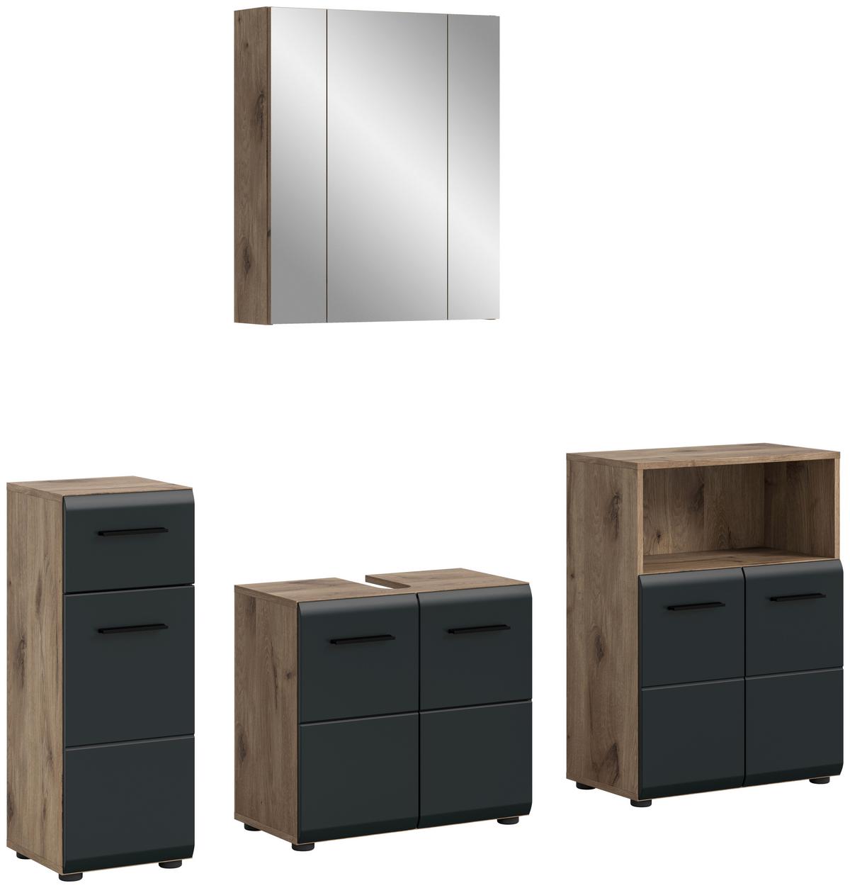 BADEZIMMER ICE - Eiche dunkel/Schwarz, Basics, Holzwerkstoff/Kunststoff (150cm) - MID.YOU