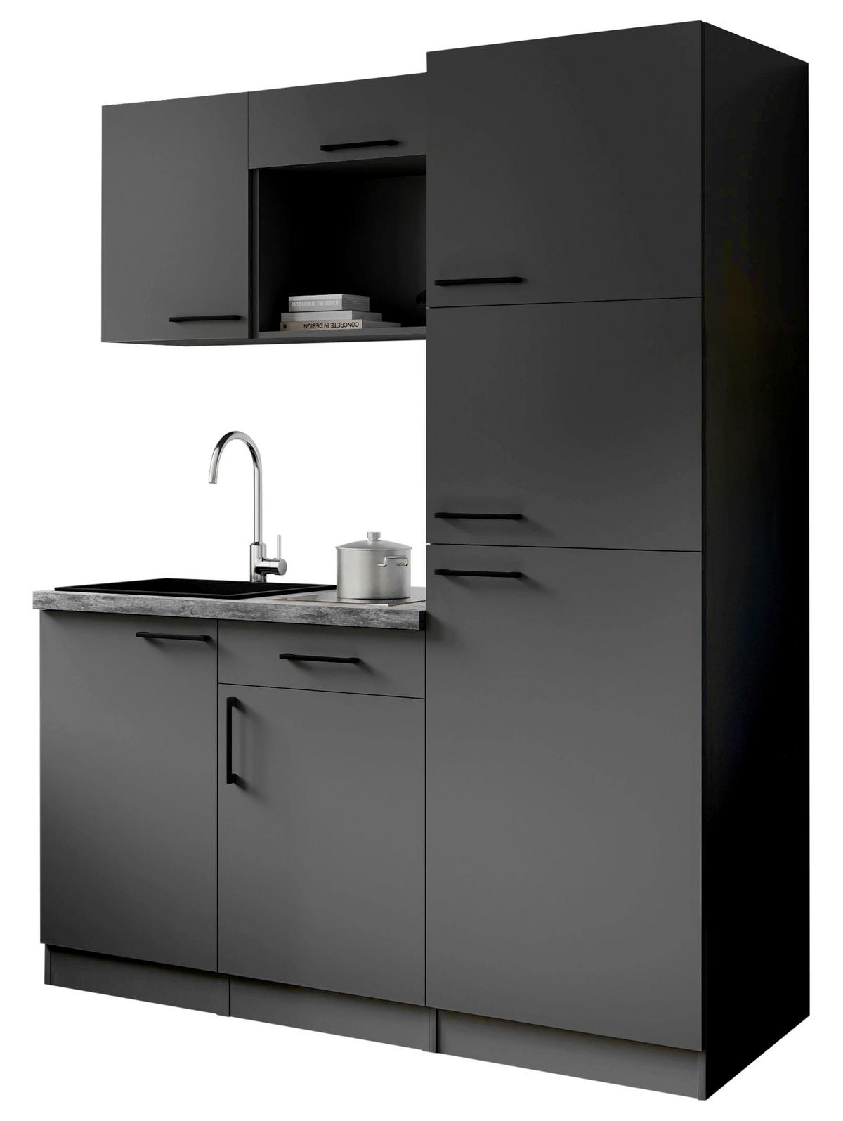 Küchenblock Oliver m. Geräten Grau - Grau, Trend, Holzwerkstoff/Metall (160cm) - Respekta