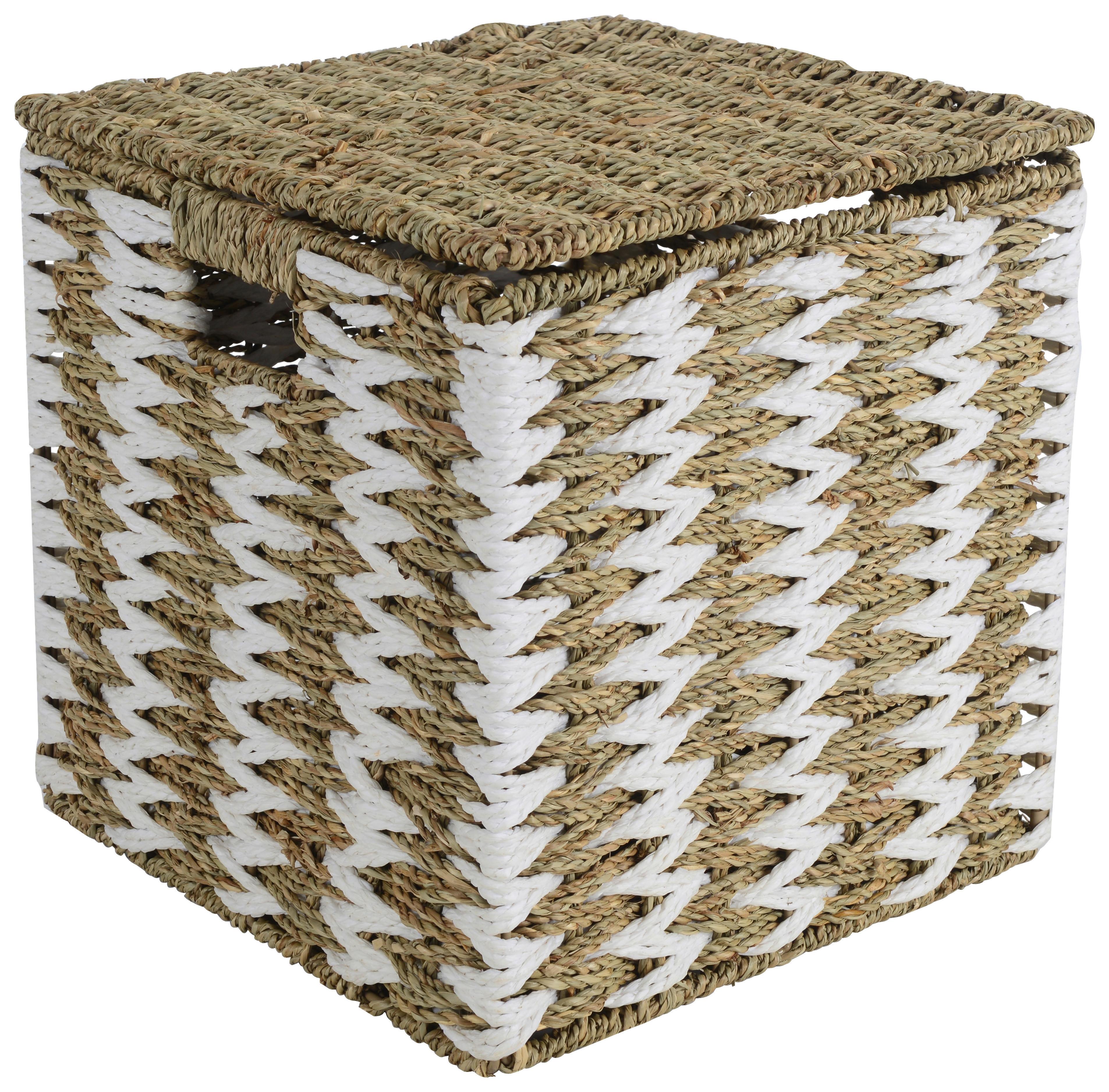 Coș Lena - alb/culoare natur, Konventionell, materiale naturale/hârtie (30/30/30cm) - Mömax