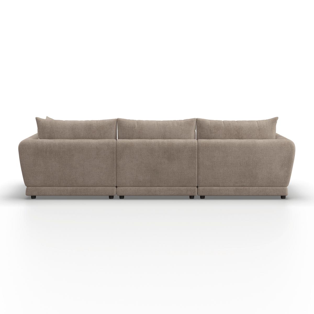 Wohnlandschaft Nicole Greige Chenille - Greige/Schwarz, MODERN, Holz/Kunststoff (162/87/306cm) - Bessagi Home