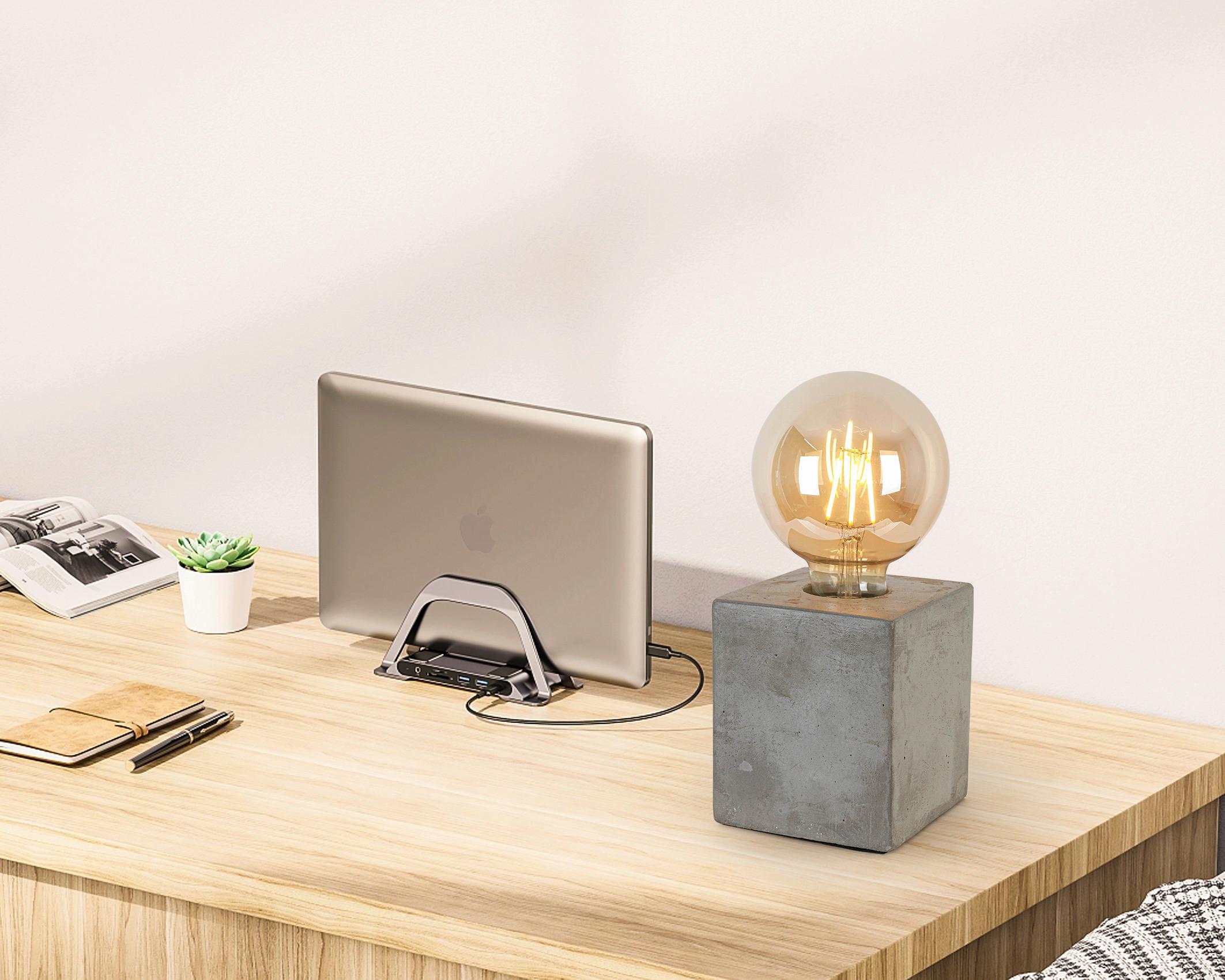 BORDSLAMPA STON - grå/svart, Modern, plast/sten (9,5/9,5/11cm) - Mömax