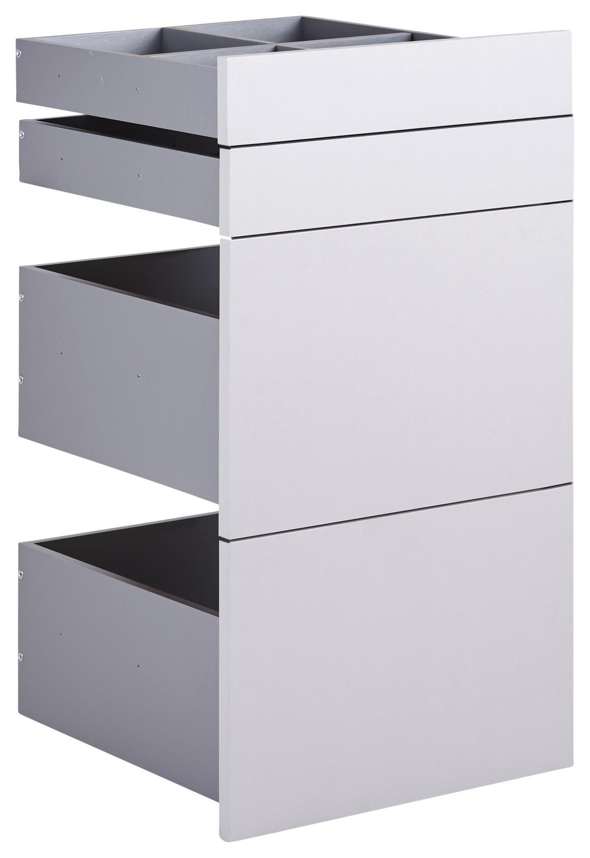 Schubladenset Unit in Hellgrau - Hellgrau, Modern, Holzwerkstoff (45,3/83/47cm) - Based