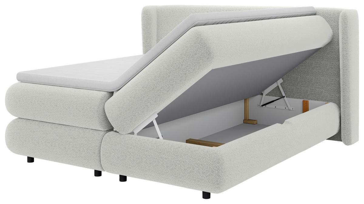 Boxspring Krevet Elodie - sivo-bijela/crna, Konvencionalno, tekstil/plastika (180/200cm) - Premium Living