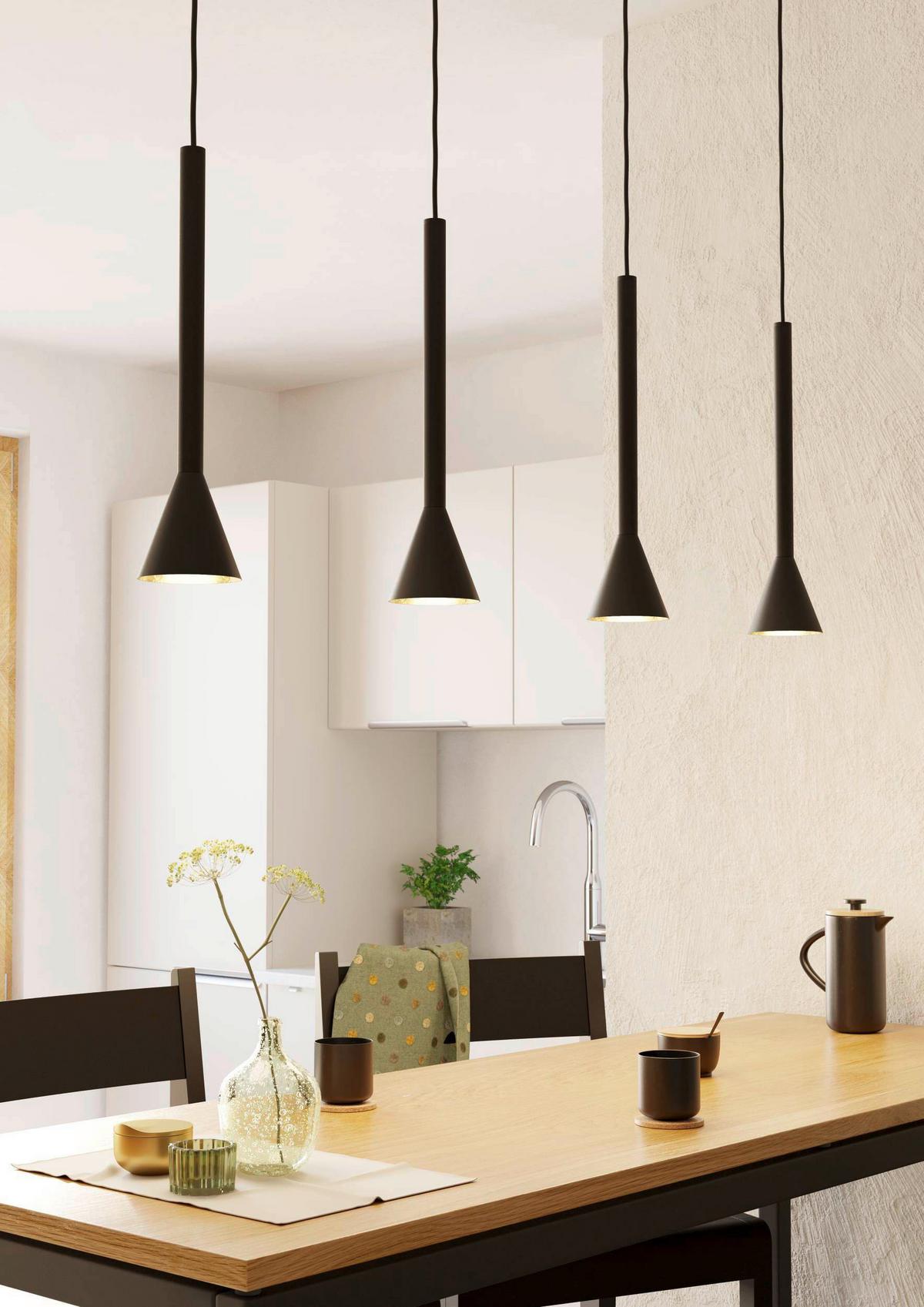 Hängeleuchte 97605_cortaderas - Goldfarben/Schwarz, Design, Metall (113/8.5/150cm) - Eglo