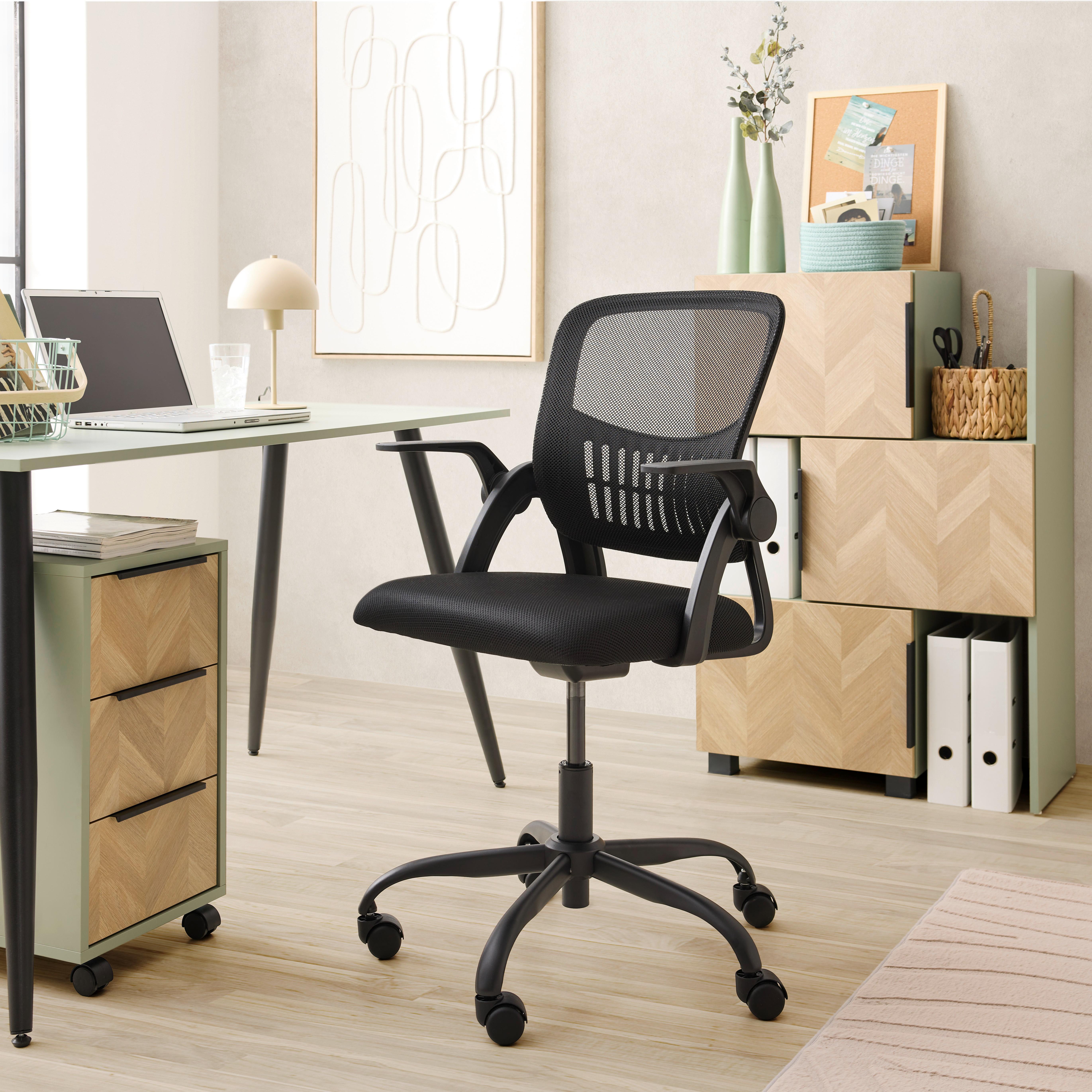 SNURRSTOL SASKIA - svart, Modern, metall/textil (57/86-96/63cm) - Based