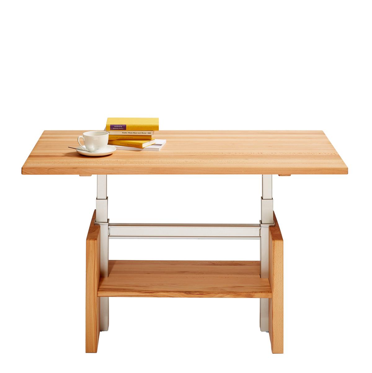 STOLIK KAWOWY PASSAU 1 - kolor bukowy, Konventionell, metal/drewno (110/65/55-69cm) - Linea Natura