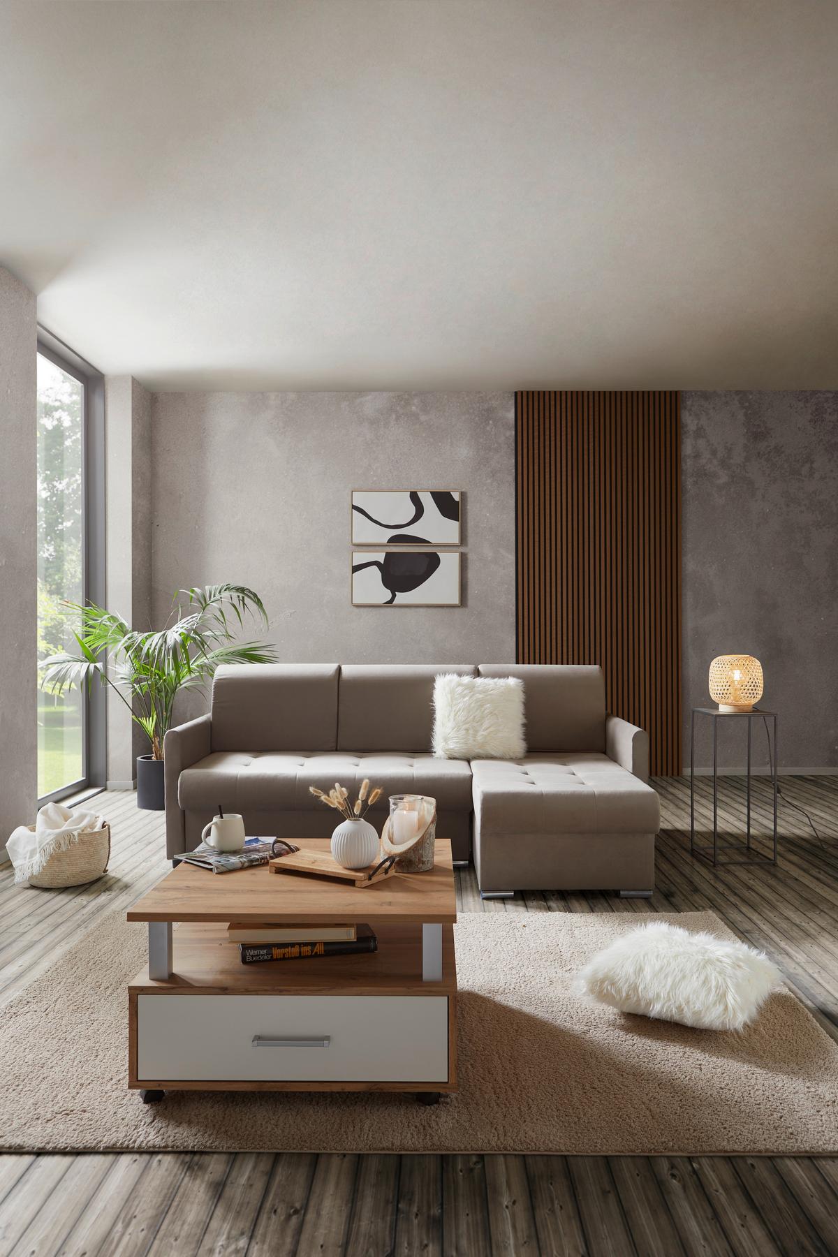 Canapea modulară MERCURY - argintiu/bej, Modern, plastic/textil (220/93/149cm) - Ondega