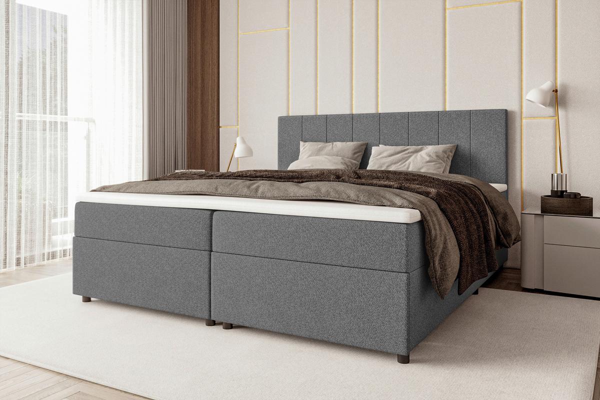 Boxbett Odin Anthrazit ca. 180x200cm - Anthrazit/Schwarz, KONVENTIONELL, Kunststoff/Textil (180/200cm) - Based