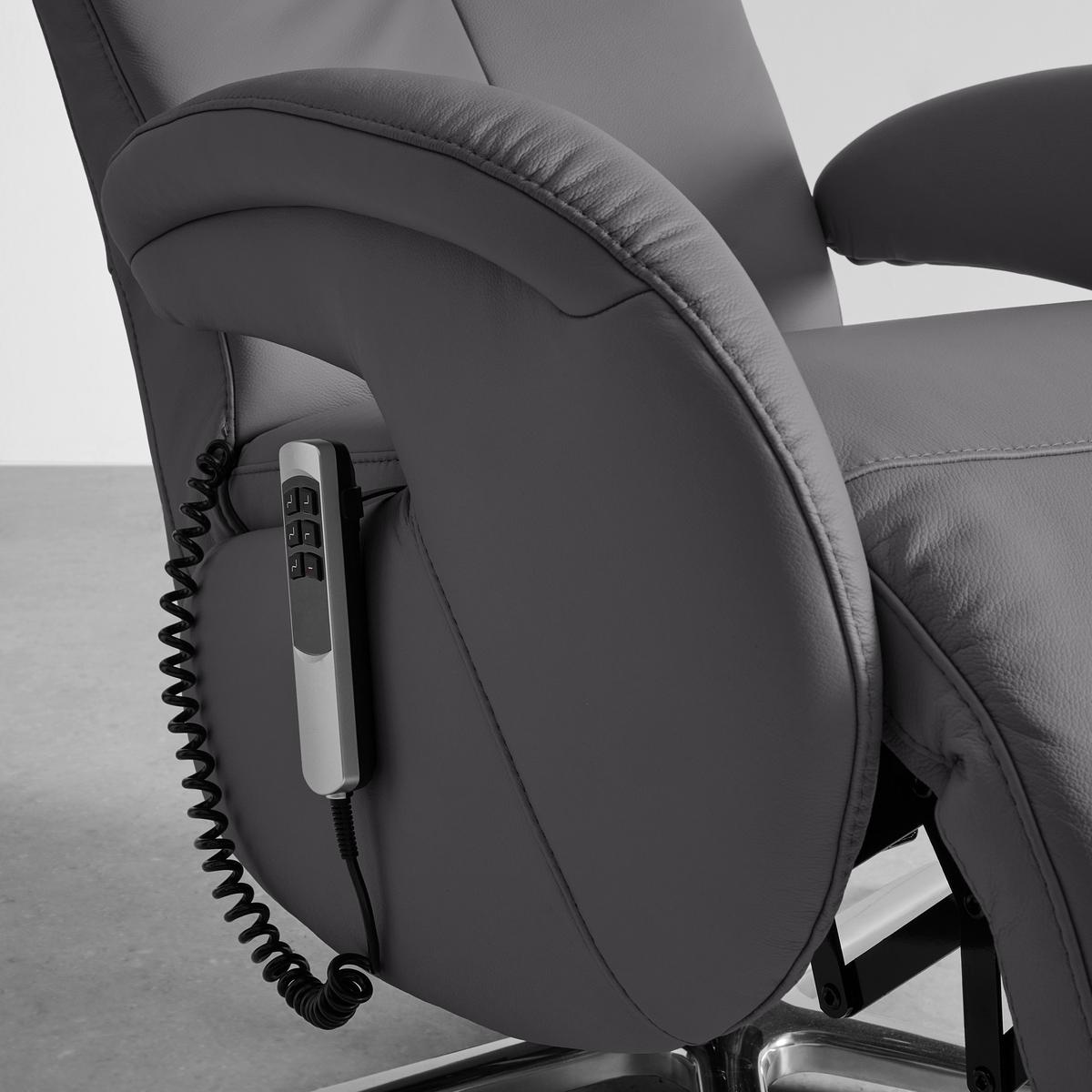 Relaxsessel Sitting 2 Anthrazit - Chromfarben/Anthrazit, MODERN, Leder (70/111/80cm) - Premium Living