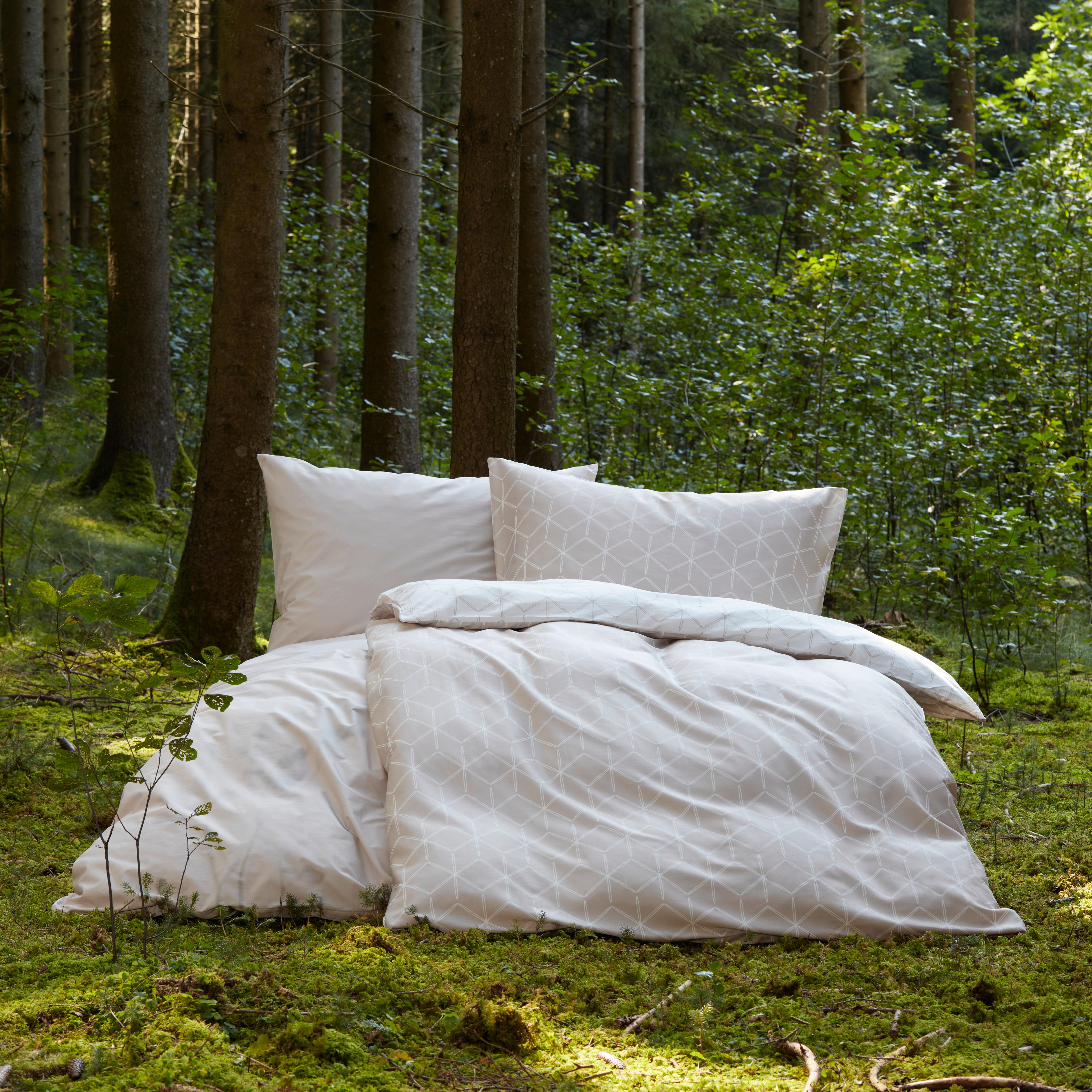Bettwäsche Bio-Lisa in Naturfarben ca. 135x200cm - Naturfarben/Weiß, MODERN, Textil (135/200cm) - ecoTree