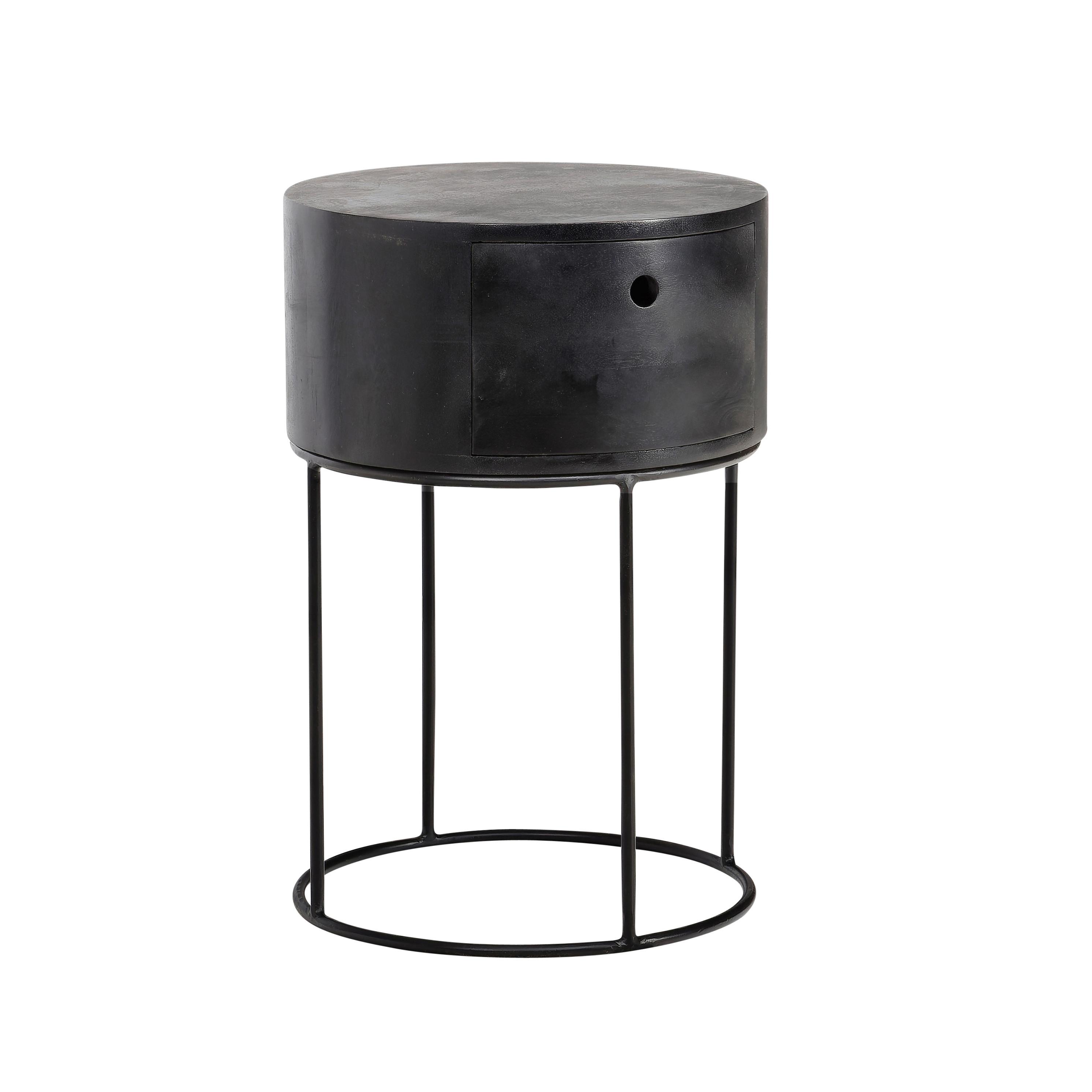 NACHTTISCH WL6.848 - Schwarz, Design, Holz/Metall (40/40/60cm) - Livetastic