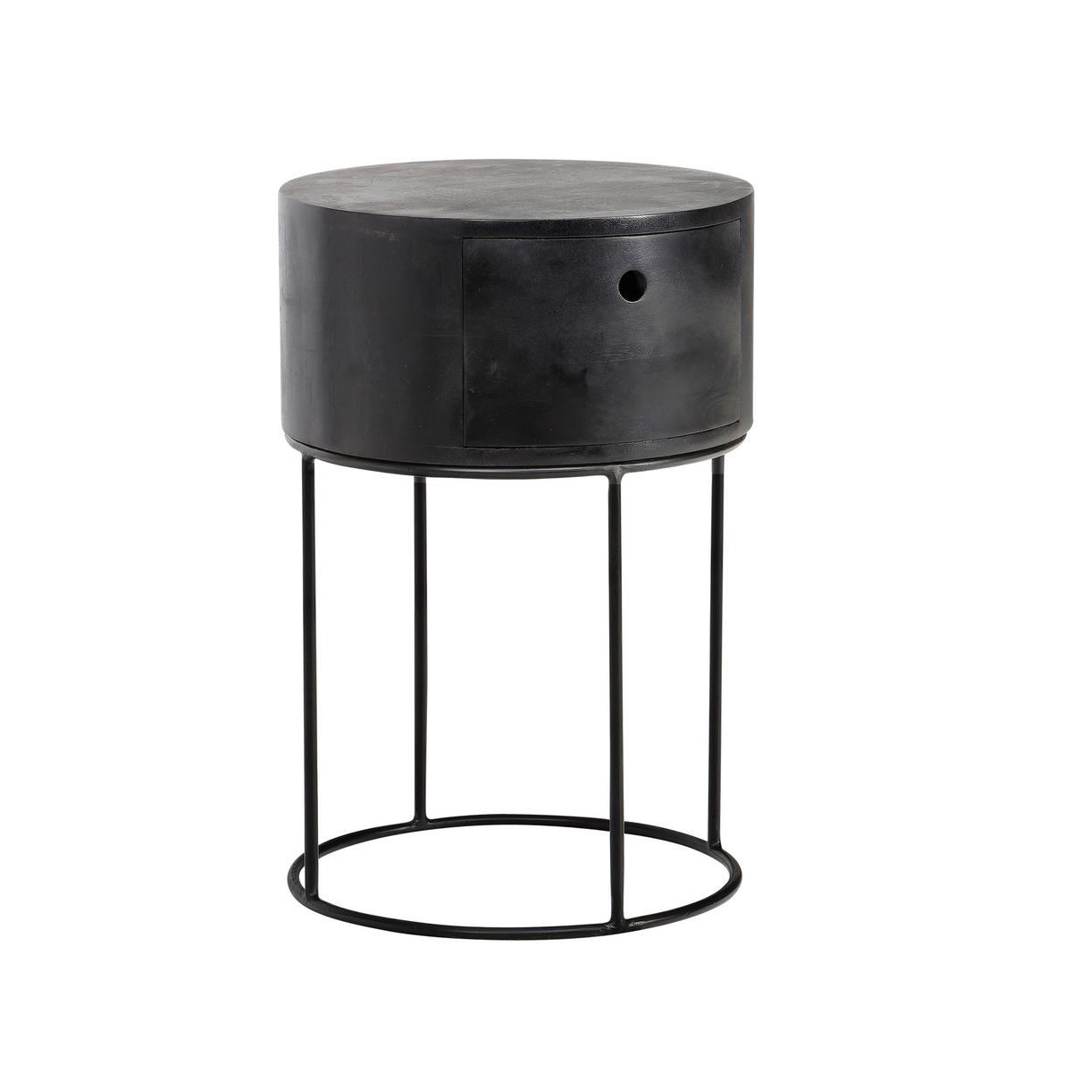 NACHTTISCH WL6.848 - Schwarz, Design, Holz/Metall (40/40/60cm) - Livetastic