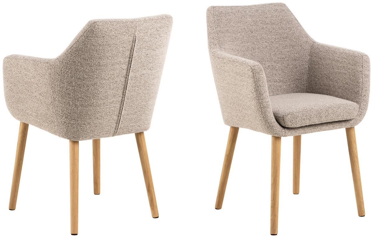 KRZESŁO Z PODŁOKIETNIKAMI NORA - beżowy/kolor dębowy, Konventionell, tkanina/drewno (58/84/58cm) - MID.YOU
