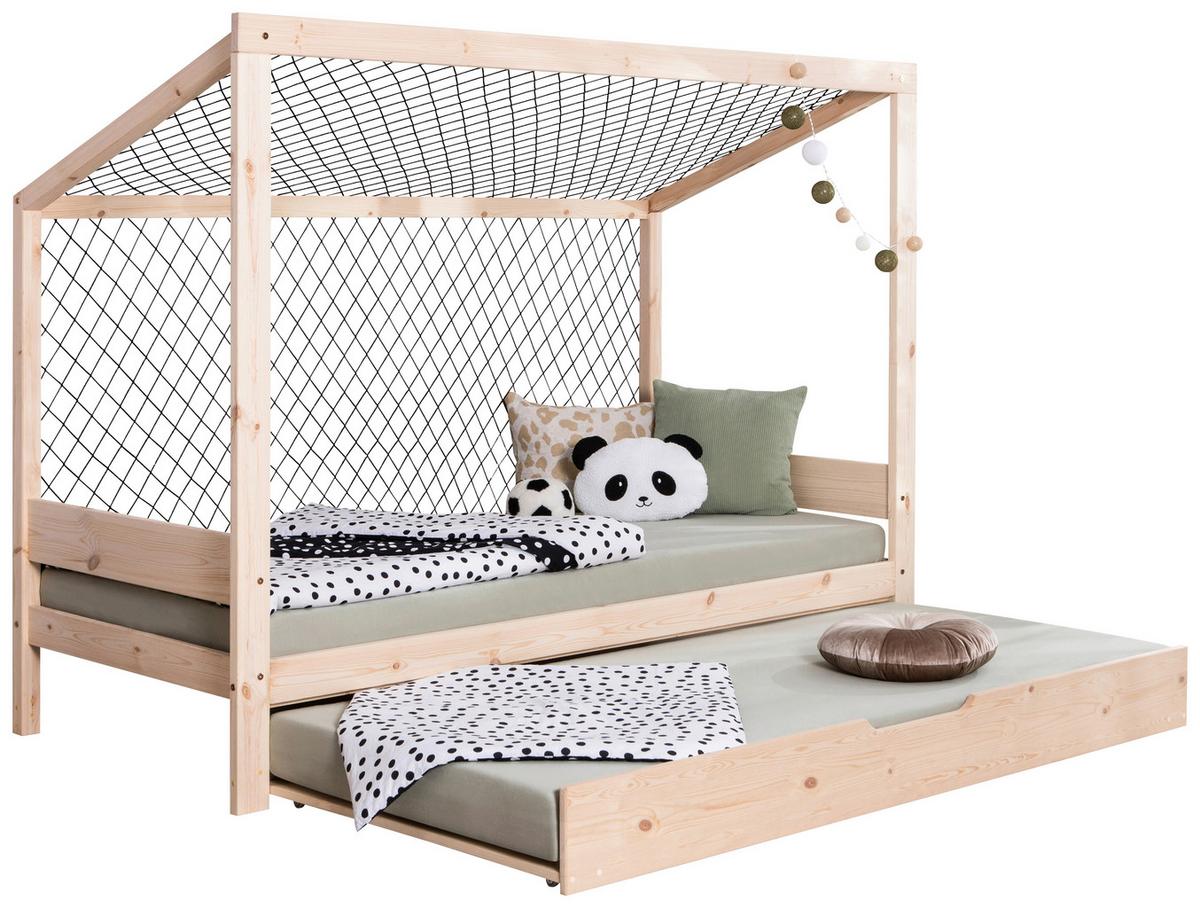 Ausziehbett Fußball Holz ca. 90x200 cm - Naturfarben, MODERN, Holz/Textil (90/200cm) - MID.YOU