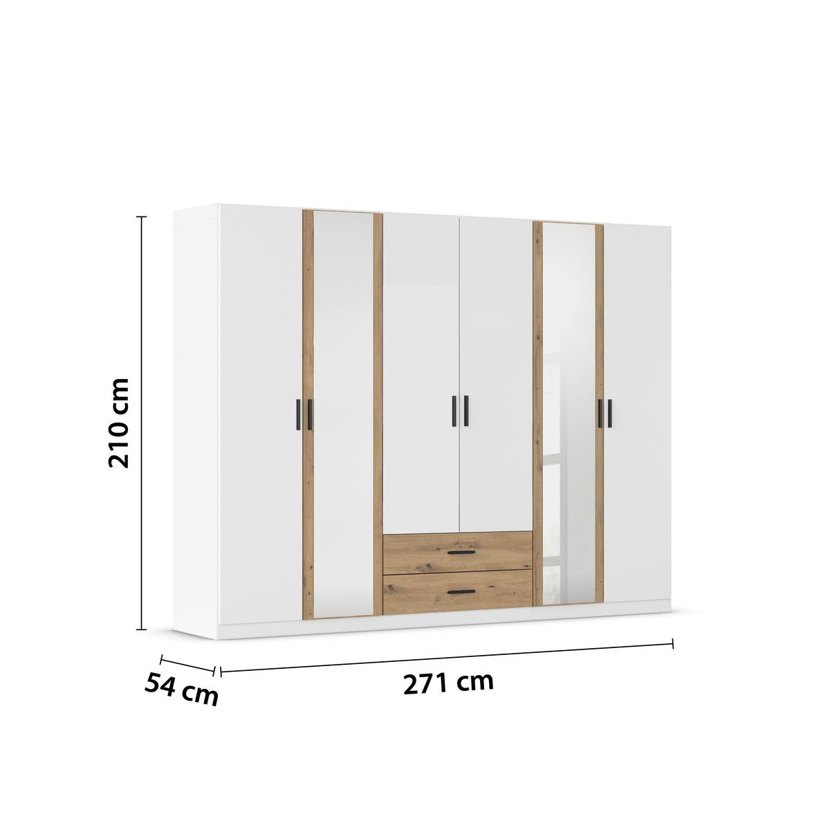 DULAP USI ROTATIVE DESPINA - alb/stejar Artisan, Konventionell, material pe bază de lemn (271/210/54cm)