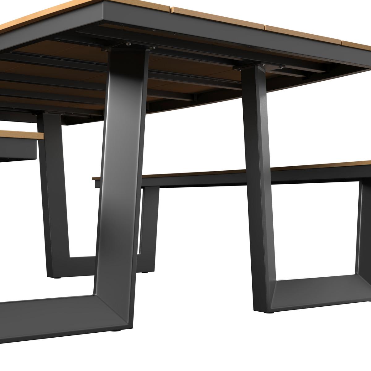 Gartentischgruppe Manuel Anthrazit/Naturfarben - Anthrazit/Naturfarben, MODERN, Kunststoff/Metall (200/75/180cm)