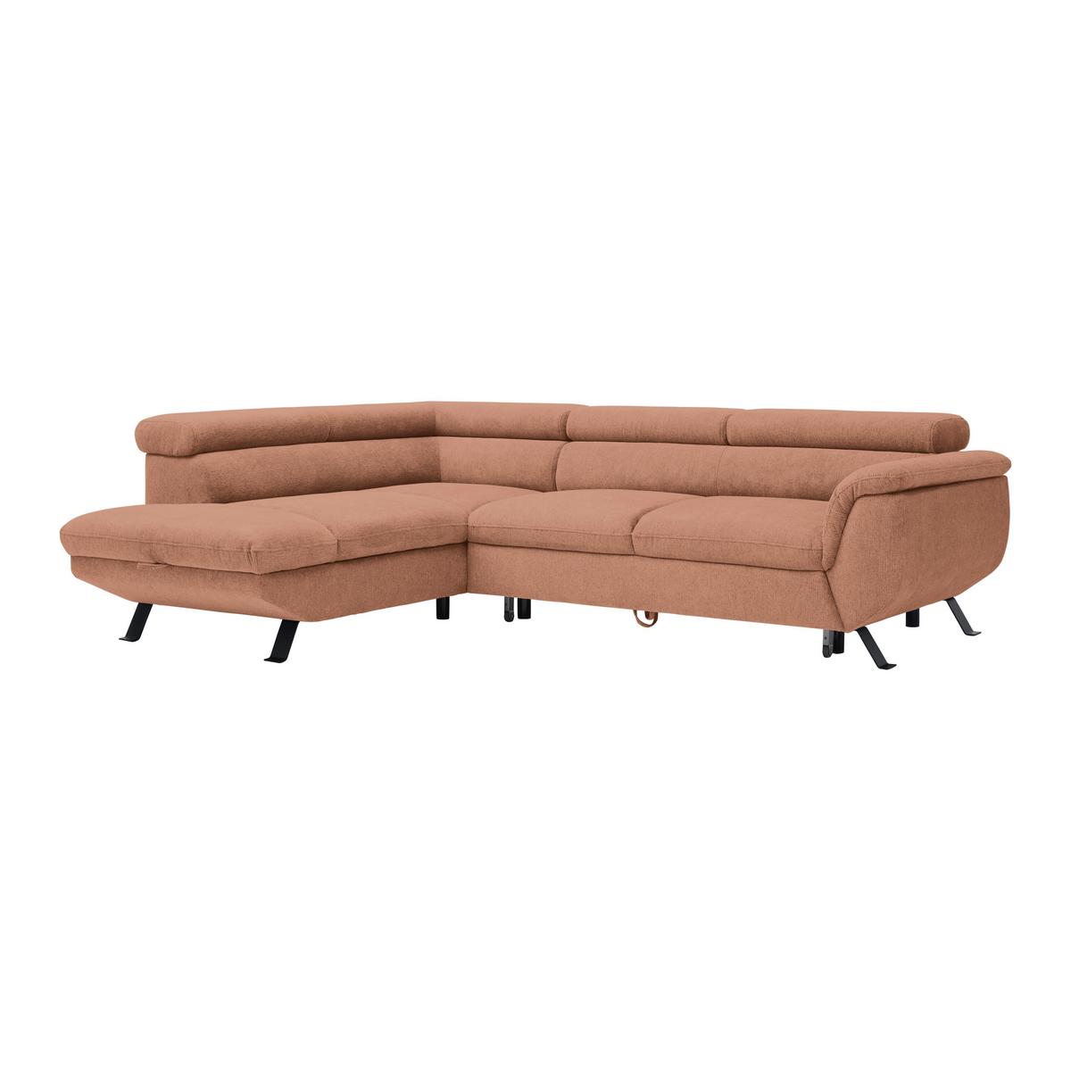 Ecksofa Raven Aprikose - Aprikose/Schwarz, MODERN, Textil/Metall (198/257cm) - Mömax