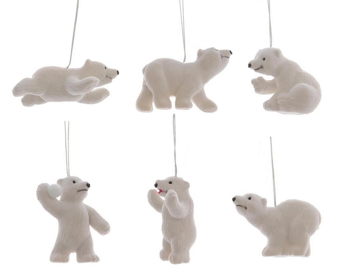 Ornamente brad de Crăciun Nordy - alb, Basics, plastic (2,5/3/8,5cm)